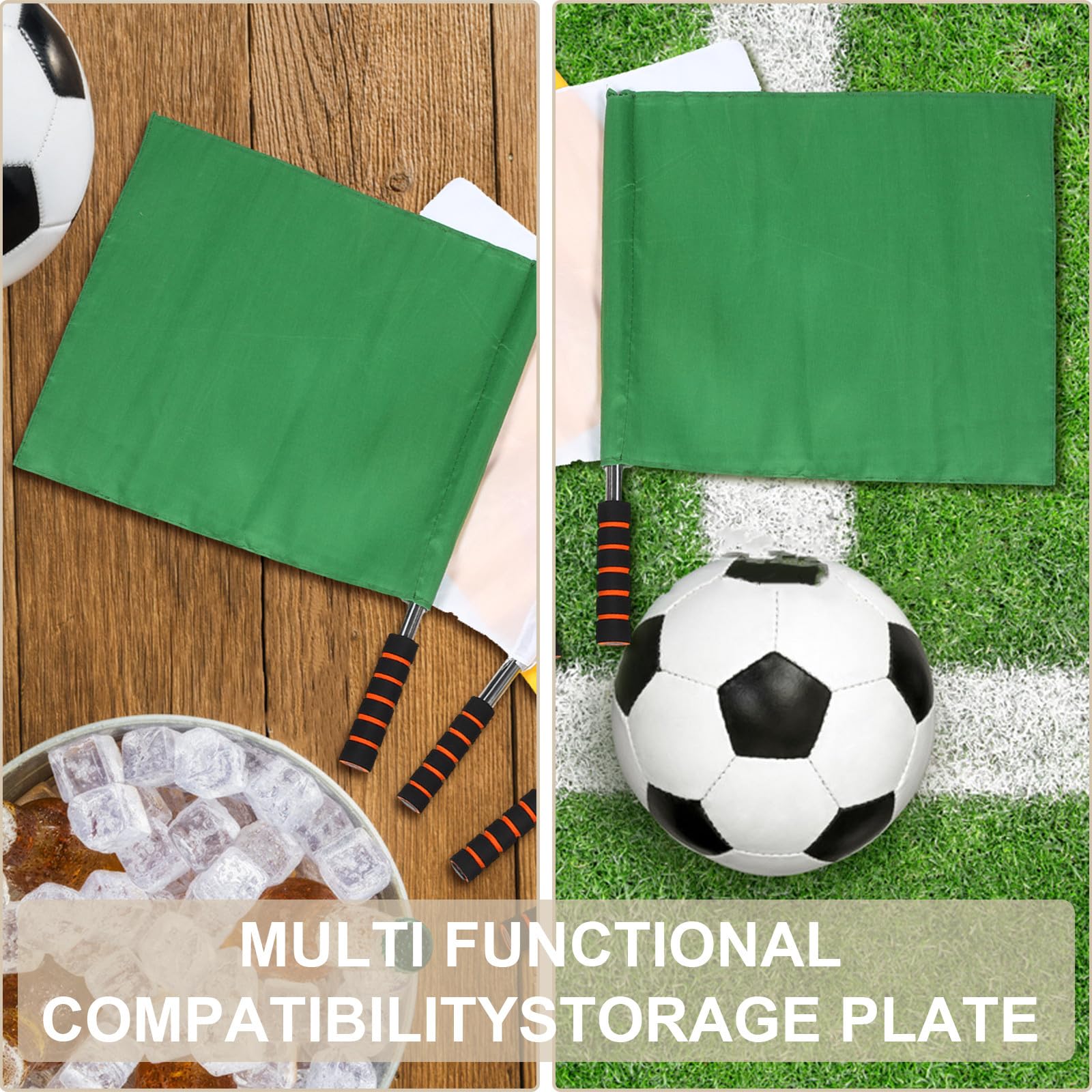 Banderas Diseño de Alta Visibilidad y Poliéster 8 Mango de Acero Inoxidable Portátiles de Árbitro de Fútbol para Competiciones al Aire Libre y Entrenamientos Deportivos