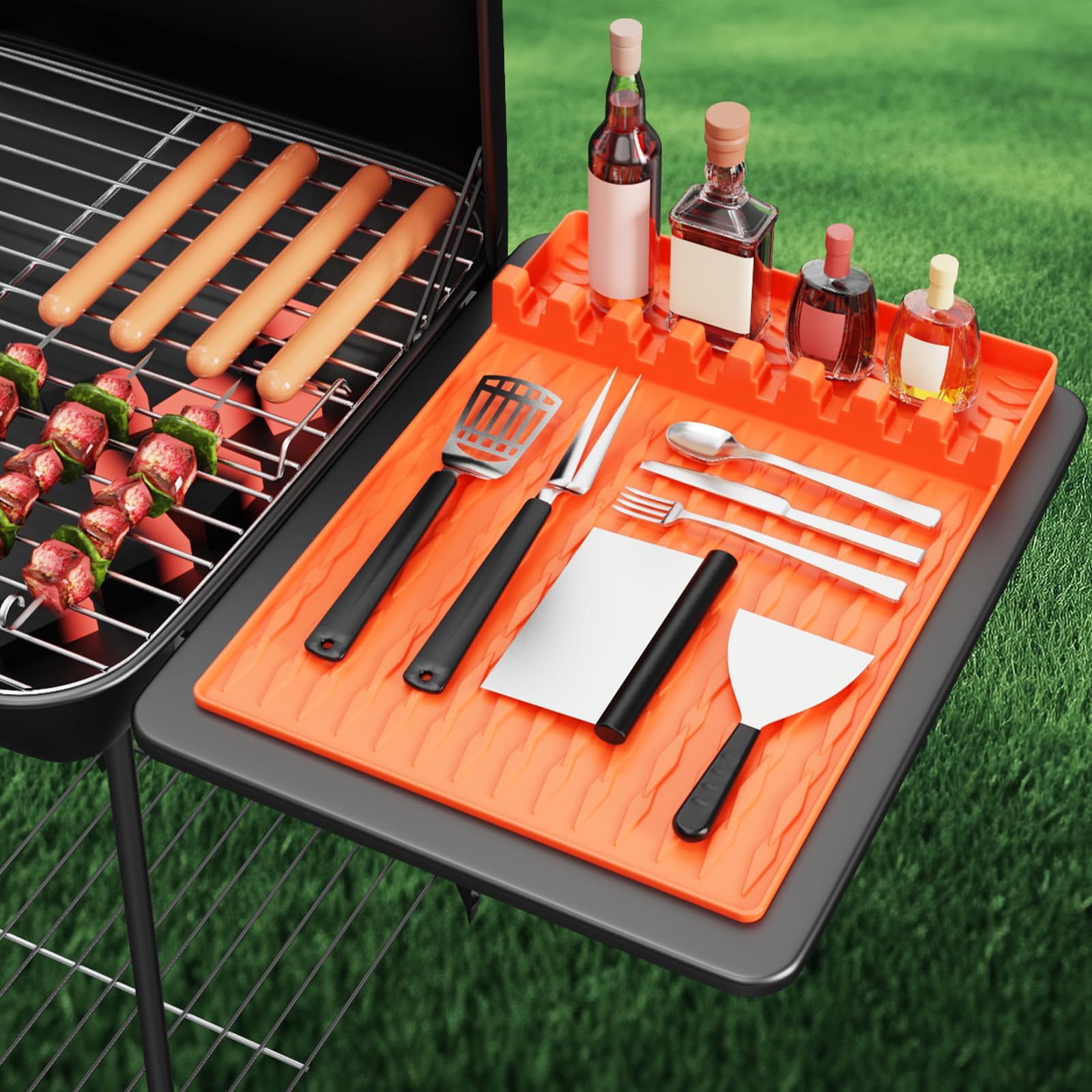 Supvox® Silicone Grill Tools Mat - Barbeque Griddle Protect Mat with Drip Pad - for Qualiroast Barbeque Grill Set - Outdoor Barbeque Grill Accessories - Barbeque Grill Set for Home Barbeque Grill