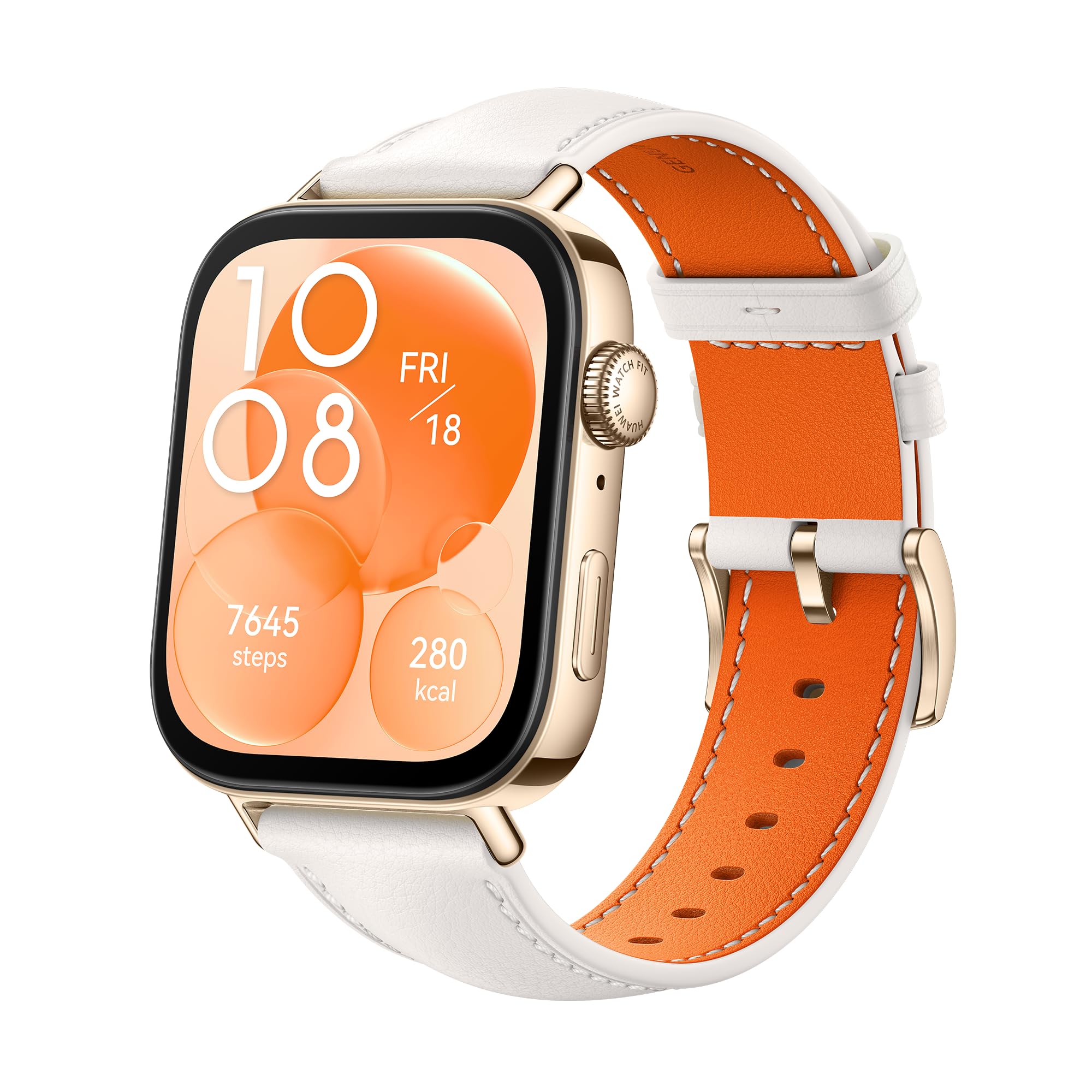 HUAWEI WATCH FIT 3, Display AMOLED da 1.82", Design ultra-sottile, Monitoraggio completo del fitness, Monitoraggio salute 24h, Compatibilità con iOS e Android, Chiamate Bluetooth, Bianco (Pelle)