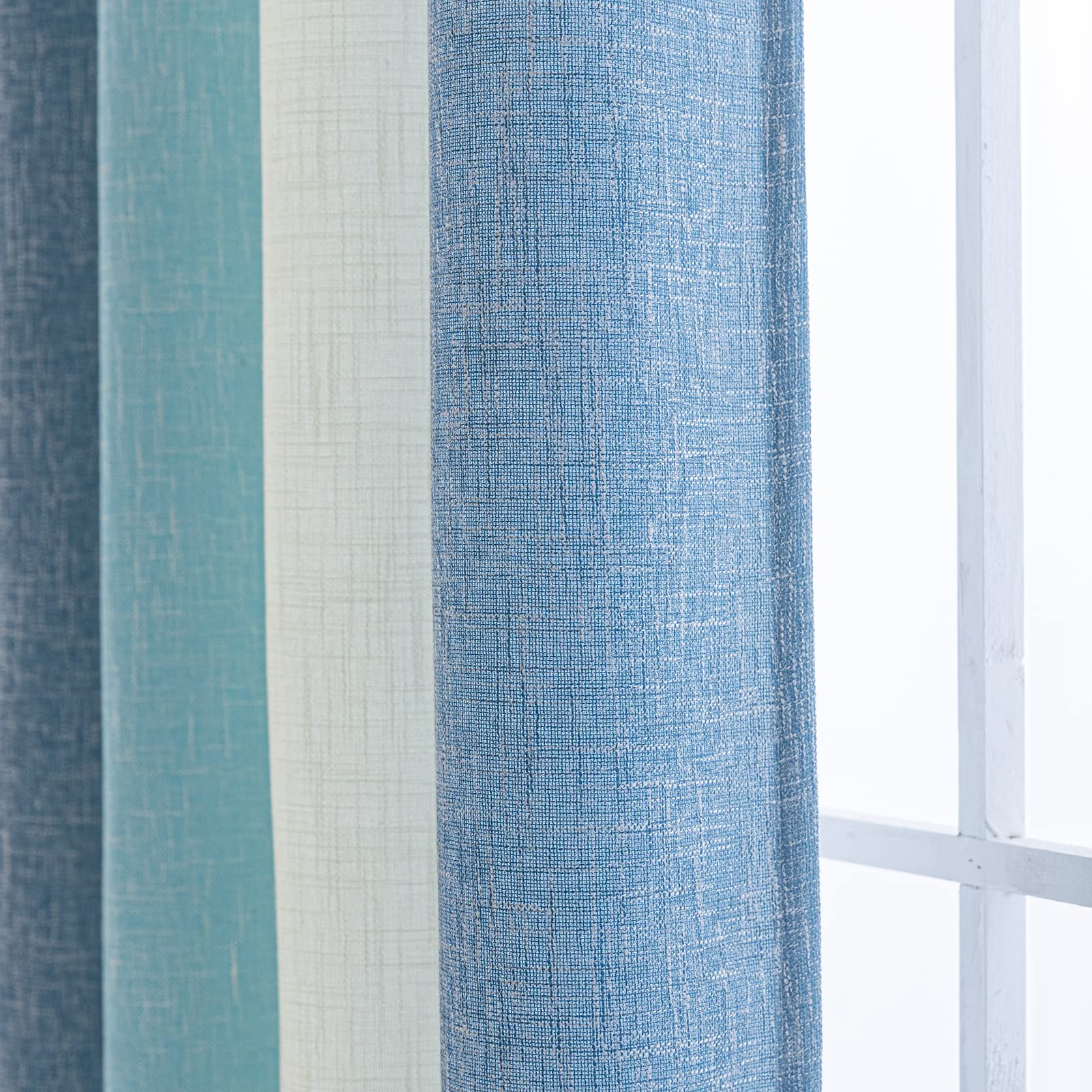 PLEASANT BOULEVARD Vorhänge aus Kunstleinen, verlaufsfarben, Fenstervorhänge mit Ösen, wärmeisoliert, Verdunkelungsvorhang für Wohnzimmer, Schlafzimmer und Heimdekoration, 132,1 x 213,4 cm (B x L),