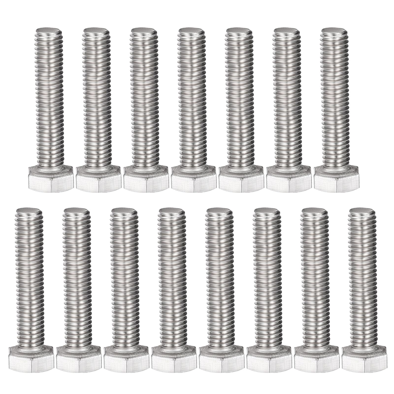 MroMax 15Pcs M8-1.25 Hex Bolts, M8 x 40mm Hex Head Screws Bolts, 304 Stainless Steel 18-8, Fully Threaded, External Hex Drive, for Mounting Chair,
