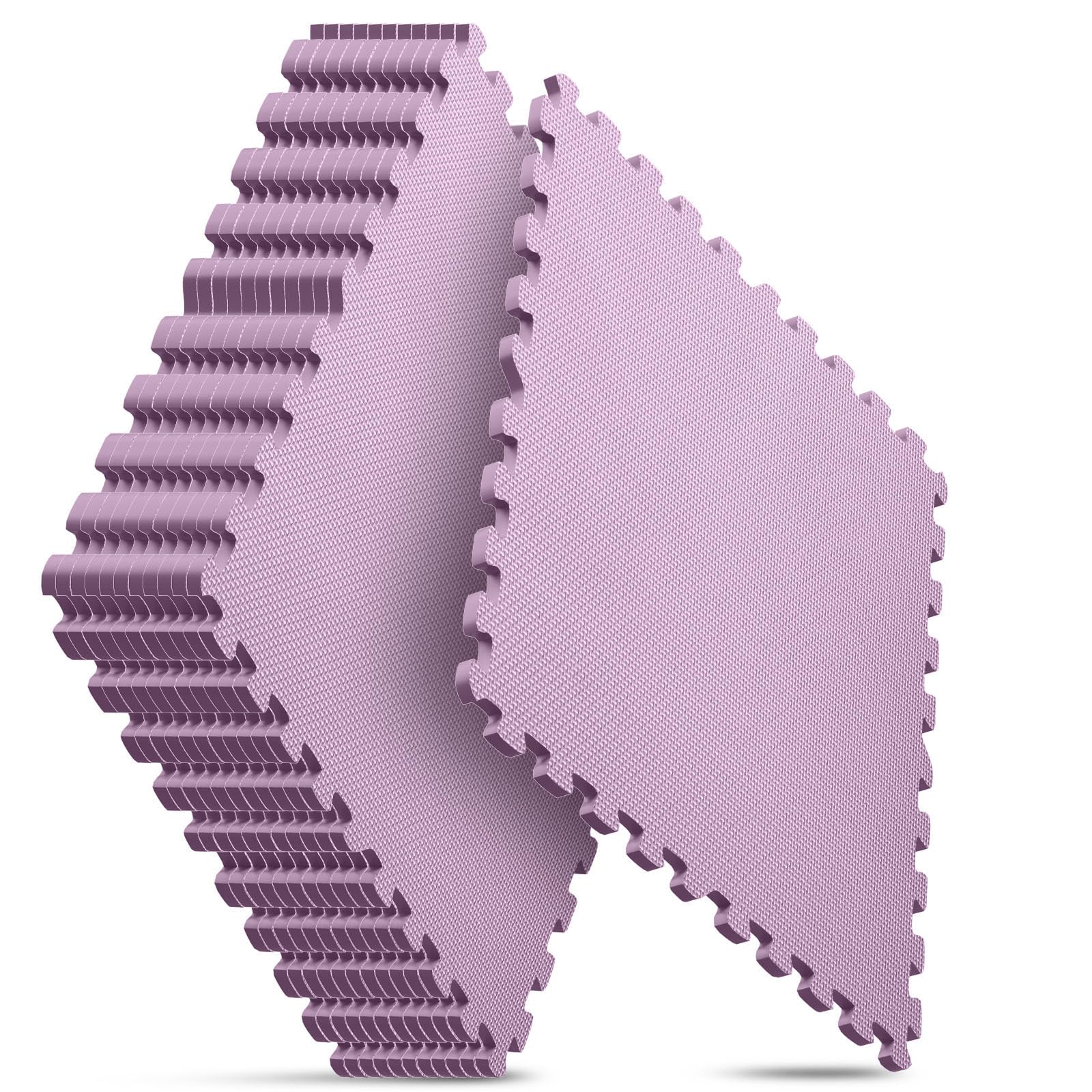 12 Pack 48 sqft Home Gym Mat, Puzzle Exercise Mat, EVA Interlocking Foam Floor Tiles for Home Workout Equipment and Kids' Play Areas - Blue, 24 in x 24 in x ½ in - (Pink, 12 Pack (48 SQ FT))