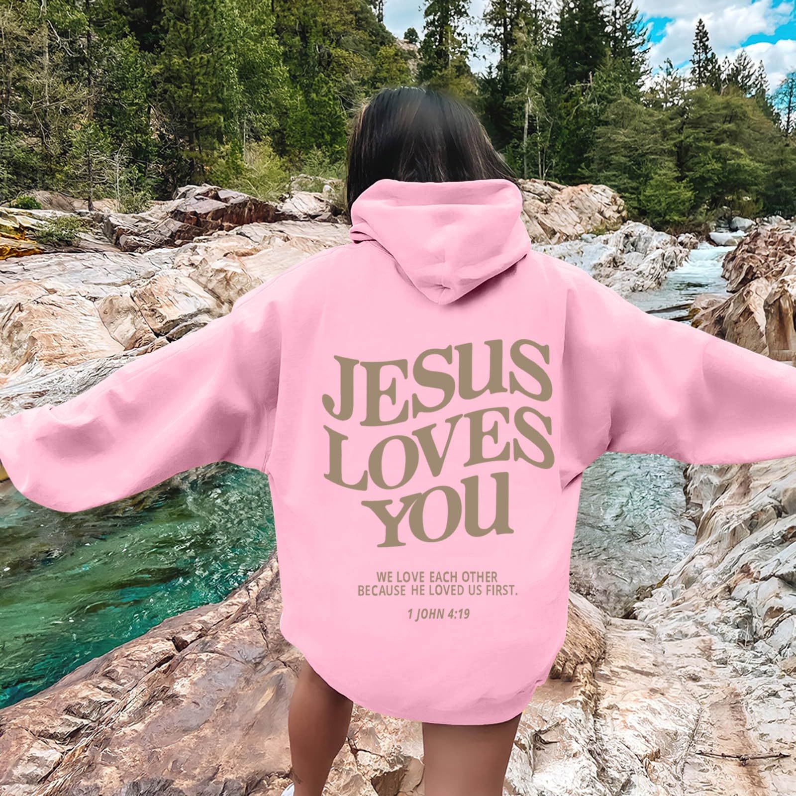 Christian Graphic Hoodies Fall Fashion 2025 Preppy Letter Print Long Sleeve Pullover Sweatshirt with Pocket Teen Girls
