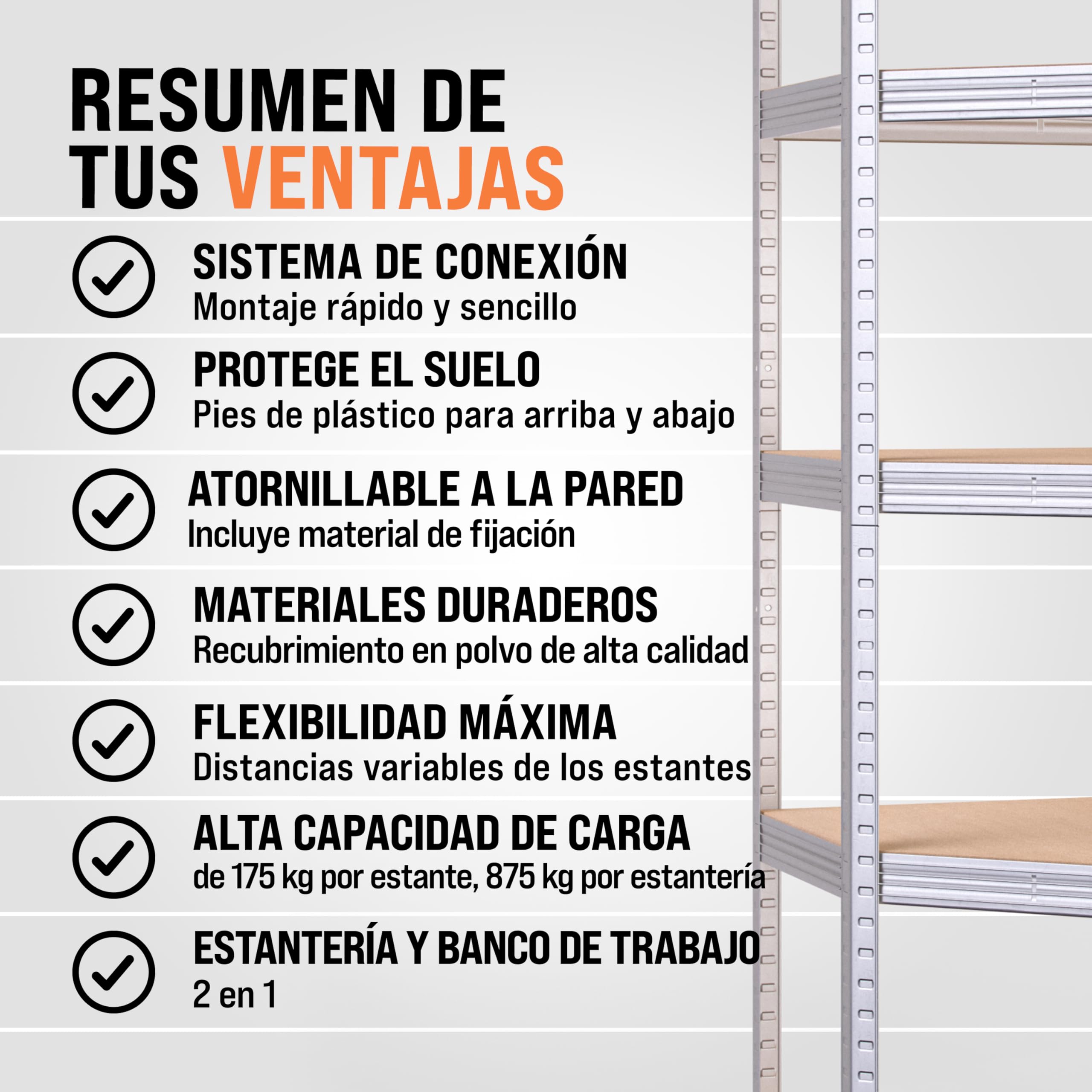 Monzana® Estantería Esquinera Almacenaje, Garaje, Almacén, Trastero,180x70x40cm, 5 Baldas, Acero Galvanizado, Modular, Esquina, Estanterias de Carga 875kg