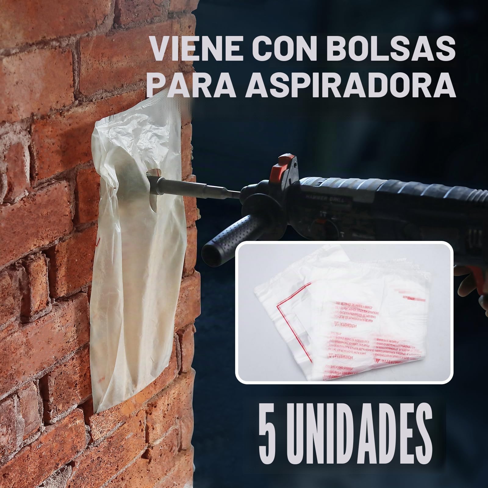 Juego de brocas huecas de 60 mm con adaptador SDS Plus de 220 mm y broca de centrado de 8 x 110 mm, para mampostería y hormigón