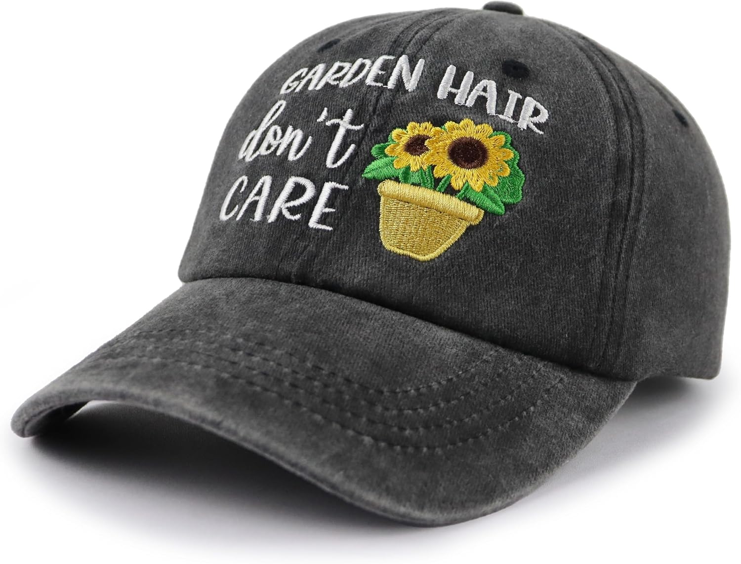 Garden Hair Don't Care Hat, Funny Adjustable Cotton Gardening Embroidered Baseball Cap image 3