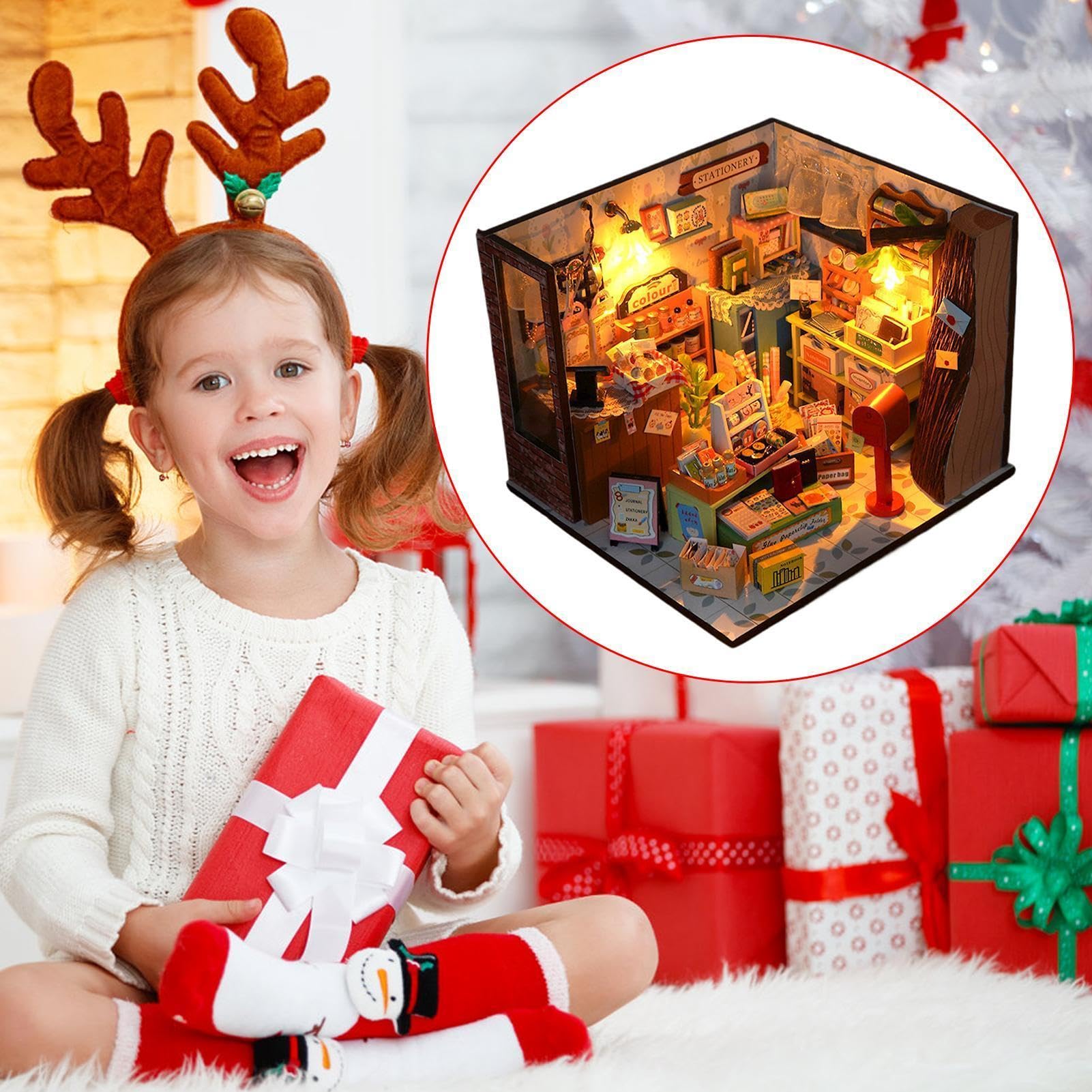 Kit fai da te per una casa in miniatura Giocattolo Di Costruzione | Kit Piccola Casa in Miniatura Per la decorazione di scrivania, dormitorio, appartamento, libreria, sogg