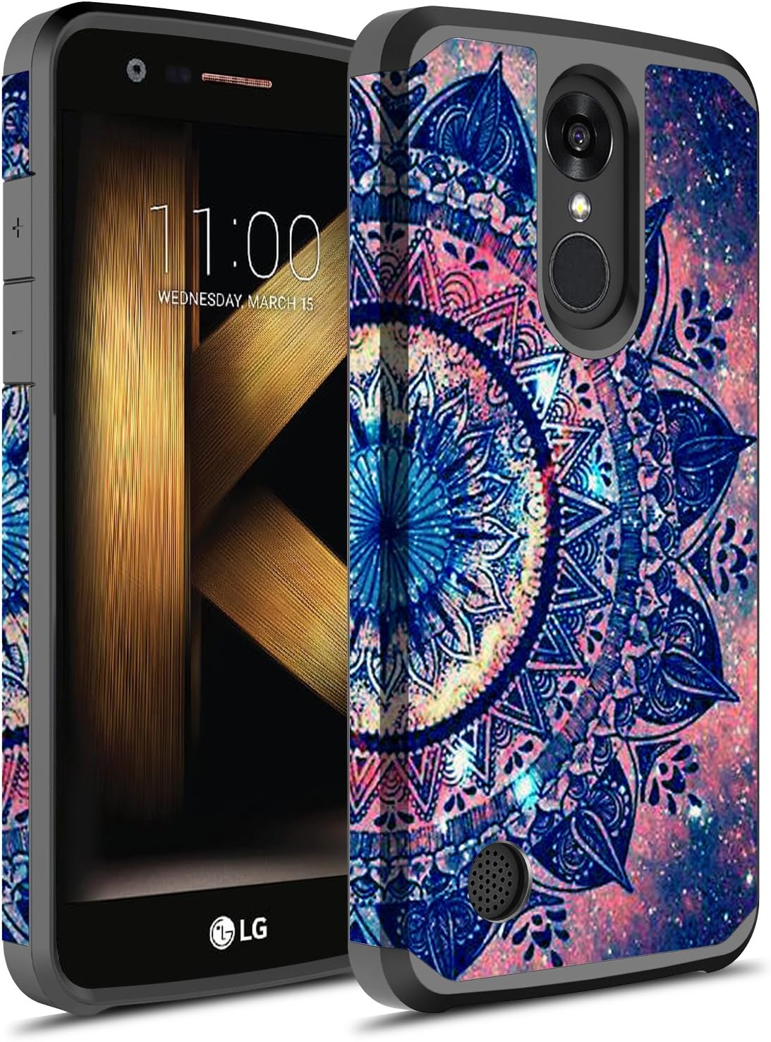 LG K20 V Case, LG K20 Plus Case, LG LV5 Case, Hasting [Drop Protection] Dual Layer Graphic Designed Shockproof Hard Hybird Slim Defender Armor Protector Cover for LG K20 (Mandala)