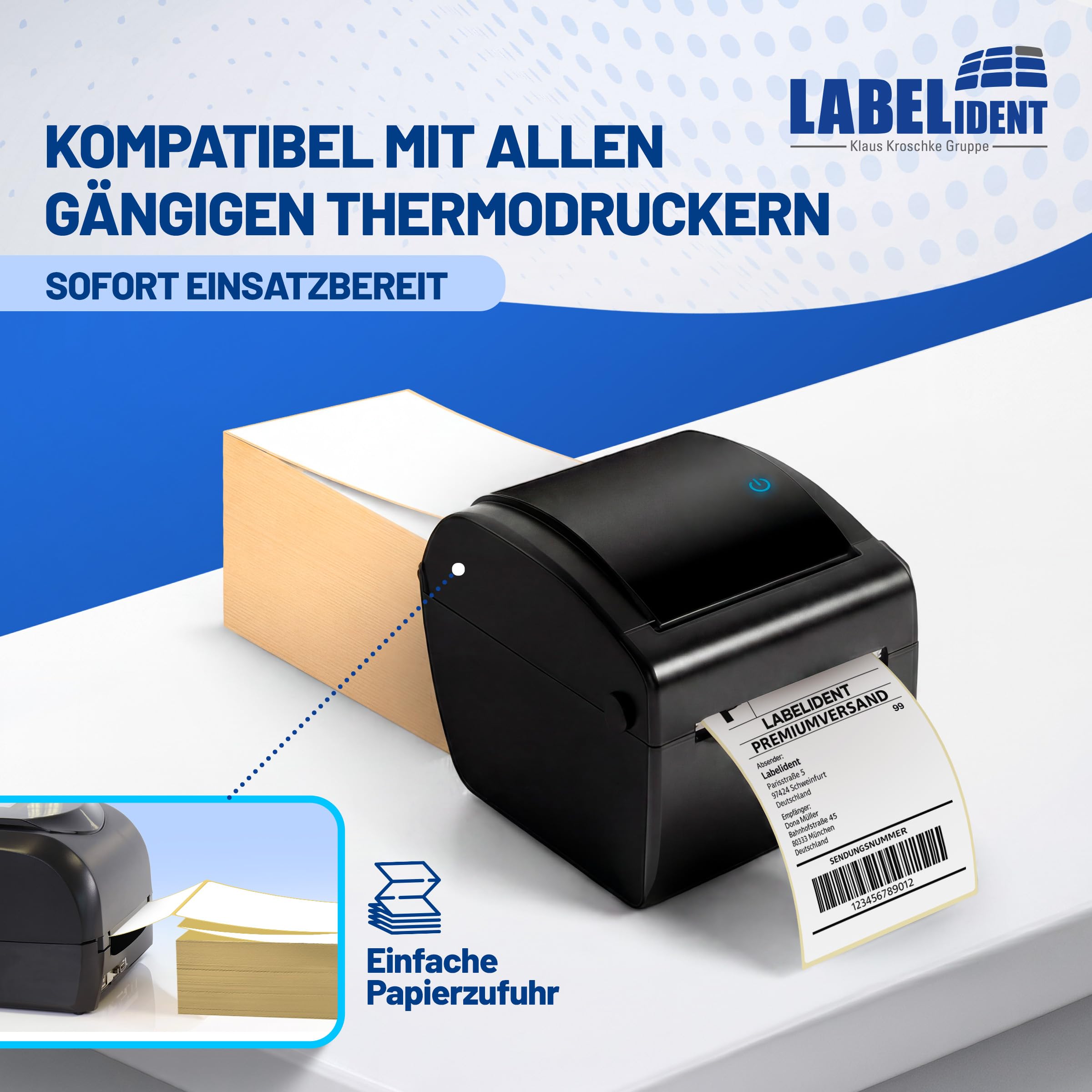 Labelident Versandetiketten 103 x 199 mm - Thermo-Falzetiketten Leporello, 2.000 Etiketten, selbstklebend für DHL