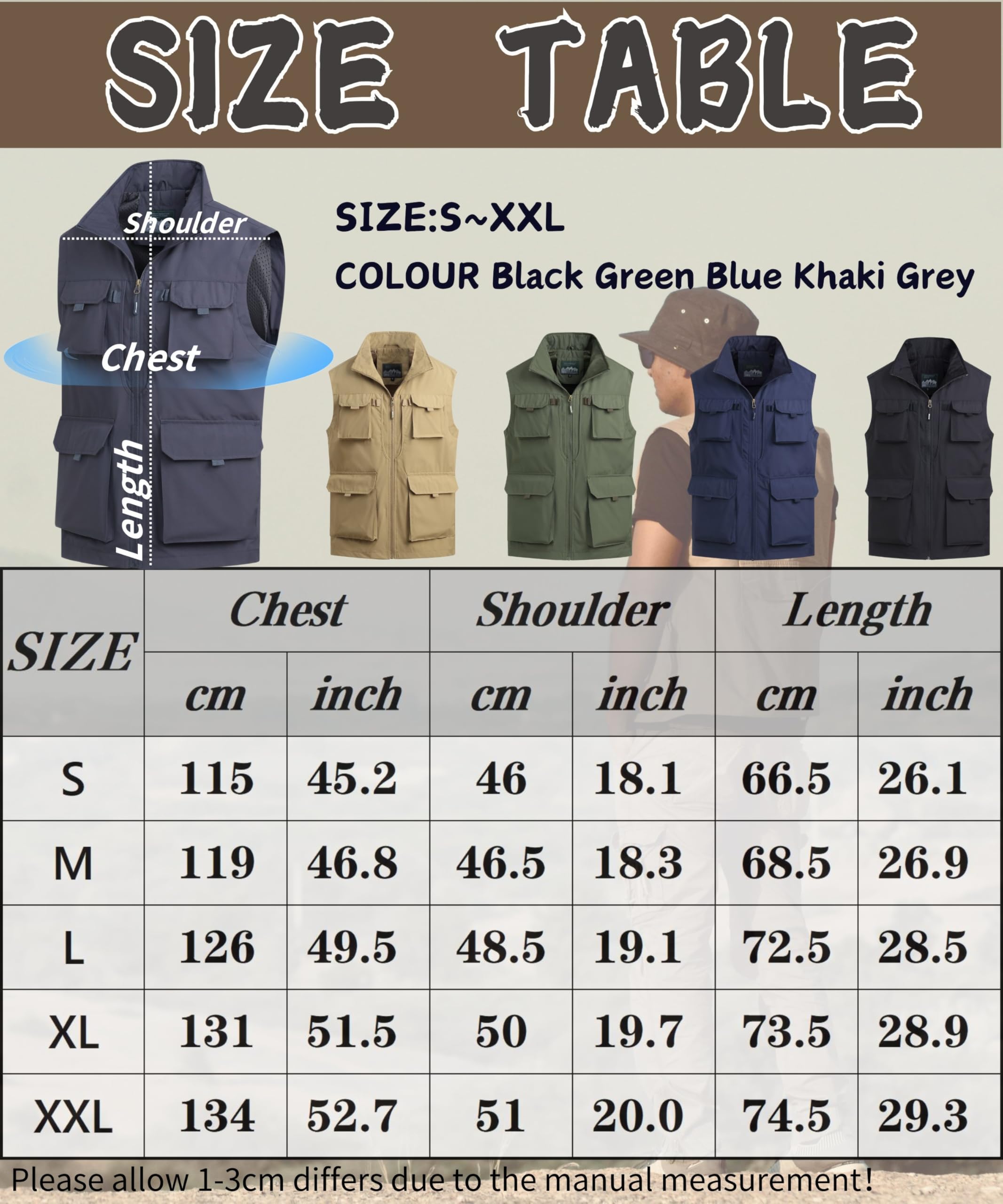 Homme Gilet de pêche À Séchage Rapide Gilet Multi-Poches Gilet Plein Air Veste Légère Respirant Veste de Sport Loisirs Gilet Photographie Camping Sans Manches Veste