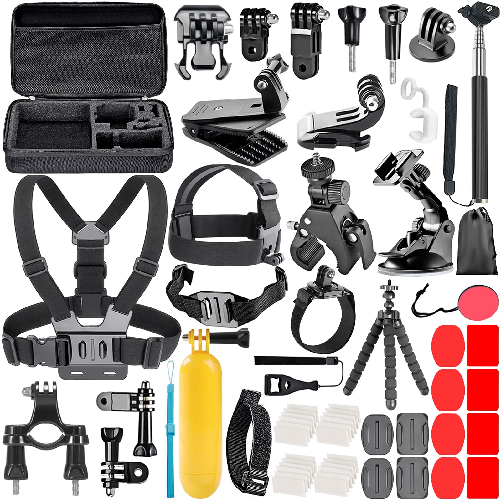 Neewer 58-In-1 Action Camera Accessory Kit Compatible with GoPro Hero 10 9 8 Max 7 6 5 4 Black GoPro 2018 Session Fusion Silver White Insta360 DJI Action 2 AKASO APEMAN Campark SJCAM Action Camera etc