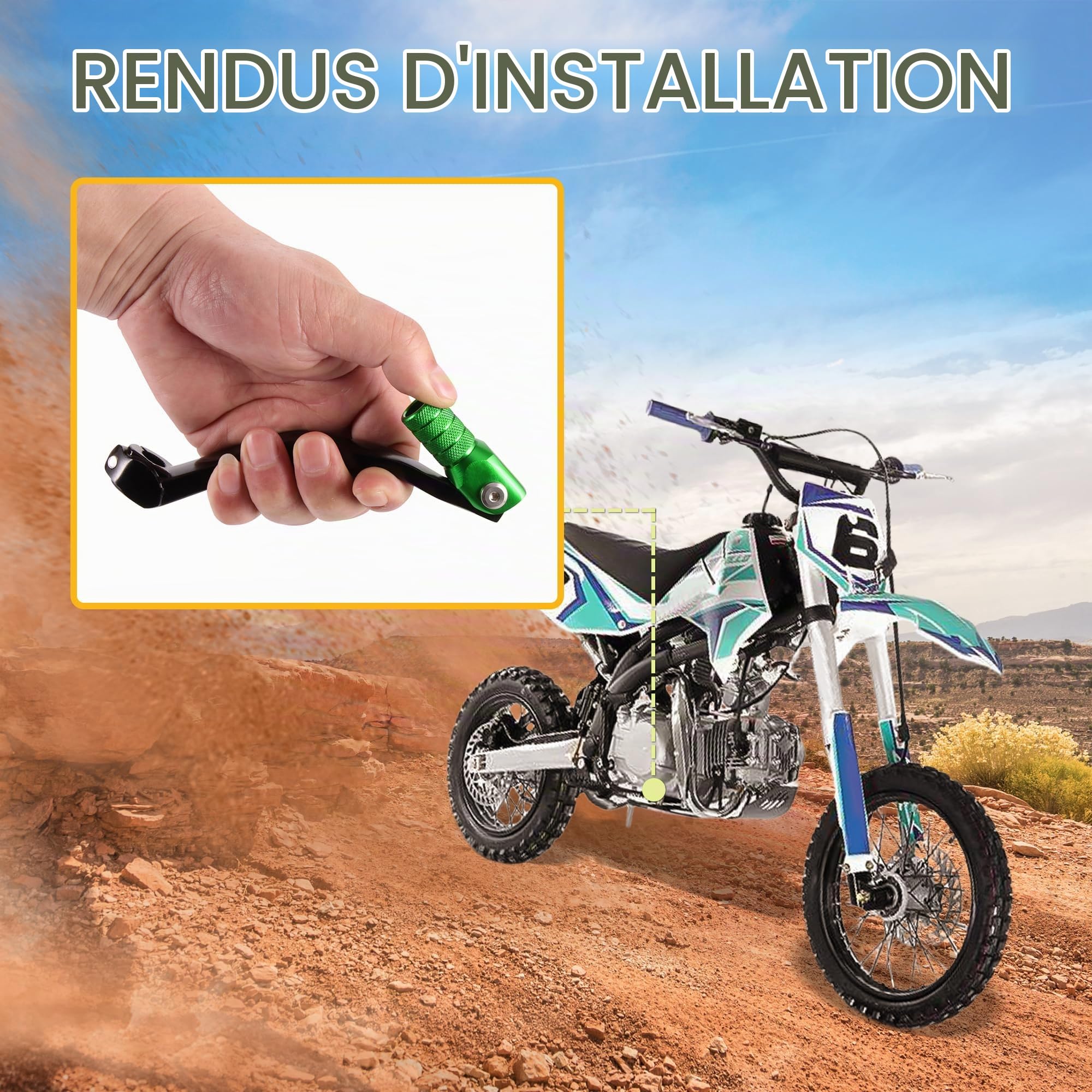 GOOFIT Levier De Vitesse De Moto En Alliage D'Aluminium Vert PéDale De Changement De Vitesse Pliante Remplacement Du Levier De Vitesse Pour Moto Atv Dirt Pit Bike