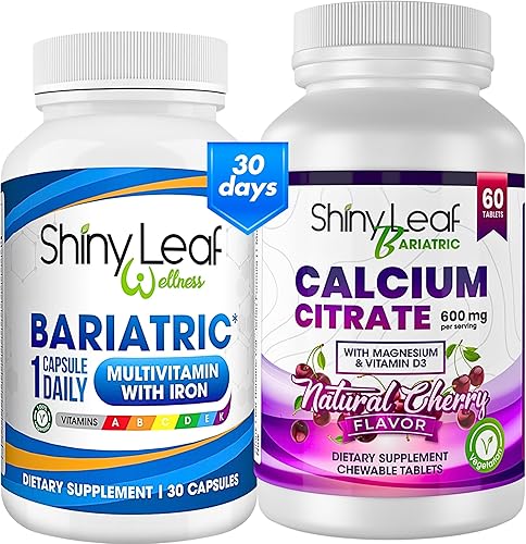 Multivitamínico bariátrico con hierro una vez al día y citrato de calcio masticable de cereza para cirugía post bariátrica, incluyendo bypass