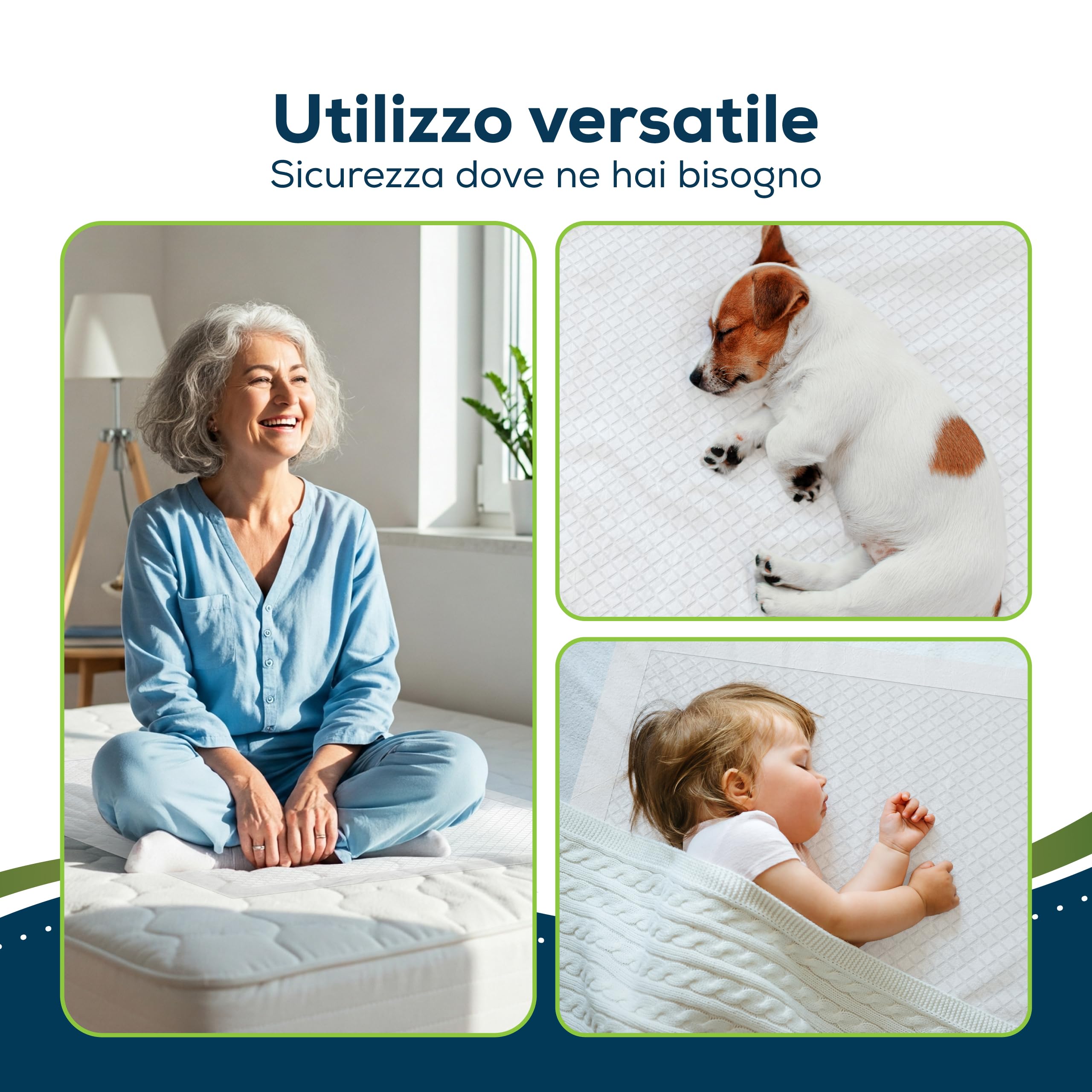 Sensalou Traversine Monouso 60x90 cm – 100 Pezzi – Traversine Assorbenti Impermeabili per Incontinenza, Anziani, Bambini, Animali, Letto, Assistenza Domiciliare, Cliniche, Protezione Igienica