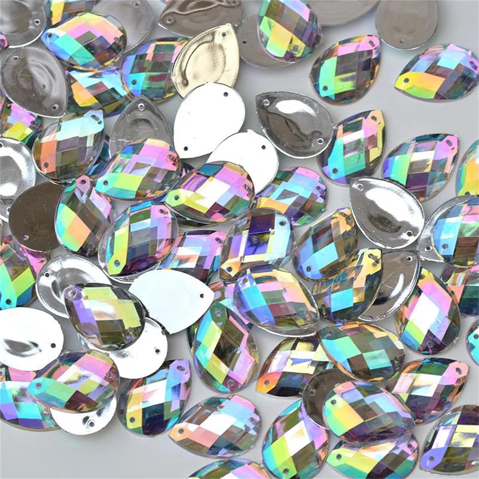 Vogrtcc 200 szt. 13 x 18 mm Ab łezka płaskie plecy akrylowe przyszyte stras szycie kryształowe kamienie diamenty na ubrania sukienka rzemiosło