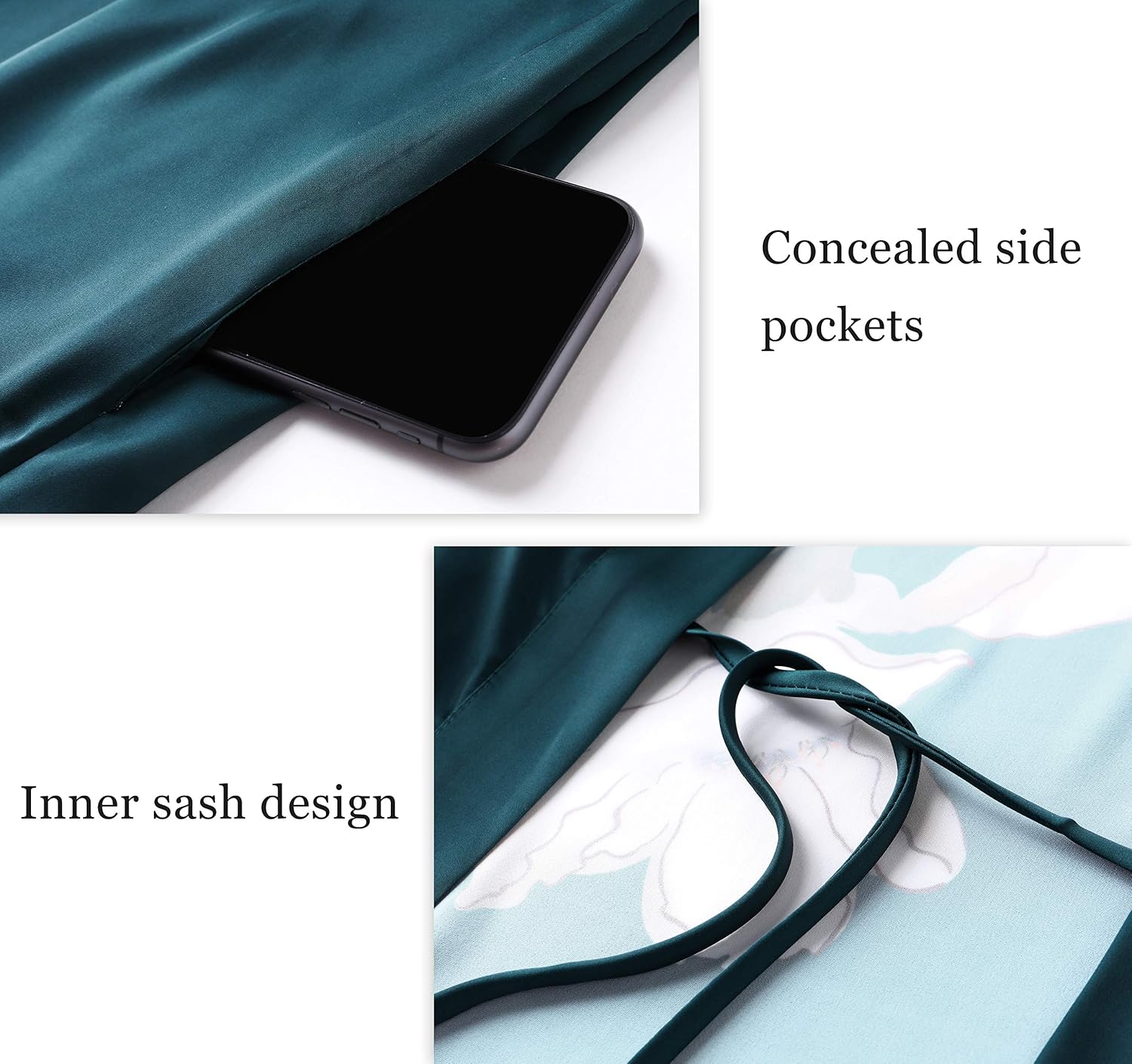 PRODESIGN Kimono Robe for Women - Long Satin Sleepwear Silky Kimono Cover-Up Nightgown Japanese Bathrobe Loungewear Blouse