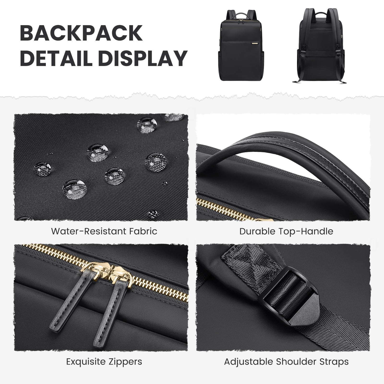 Sac à Dos Ordinateur Portable 16 Pouces Imperméable Noir