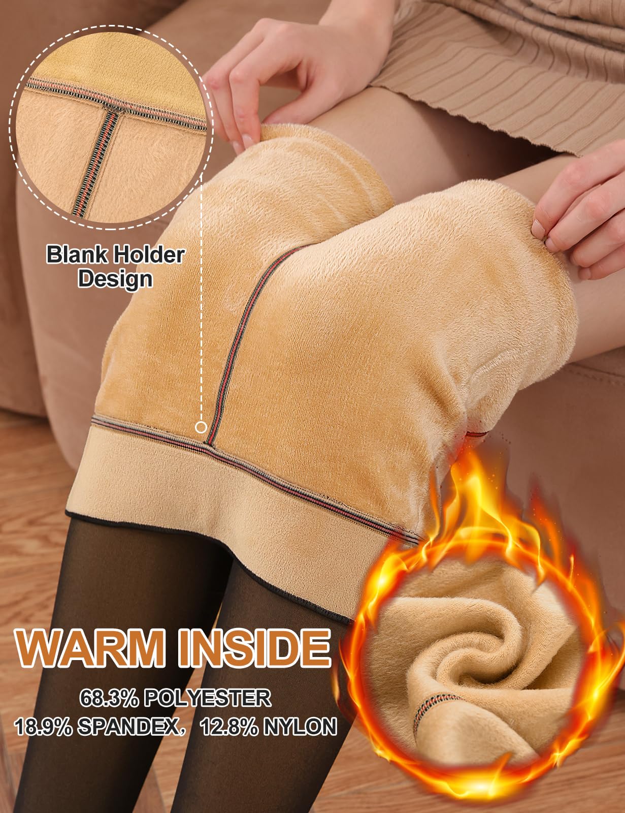 Vijamiy Collant Termici Donna Felpati Invernali Vita Alta Calzamaglia Effetto Trasparente Fleece Lined Tights Confortevole e Caldo Color Carne Leggings