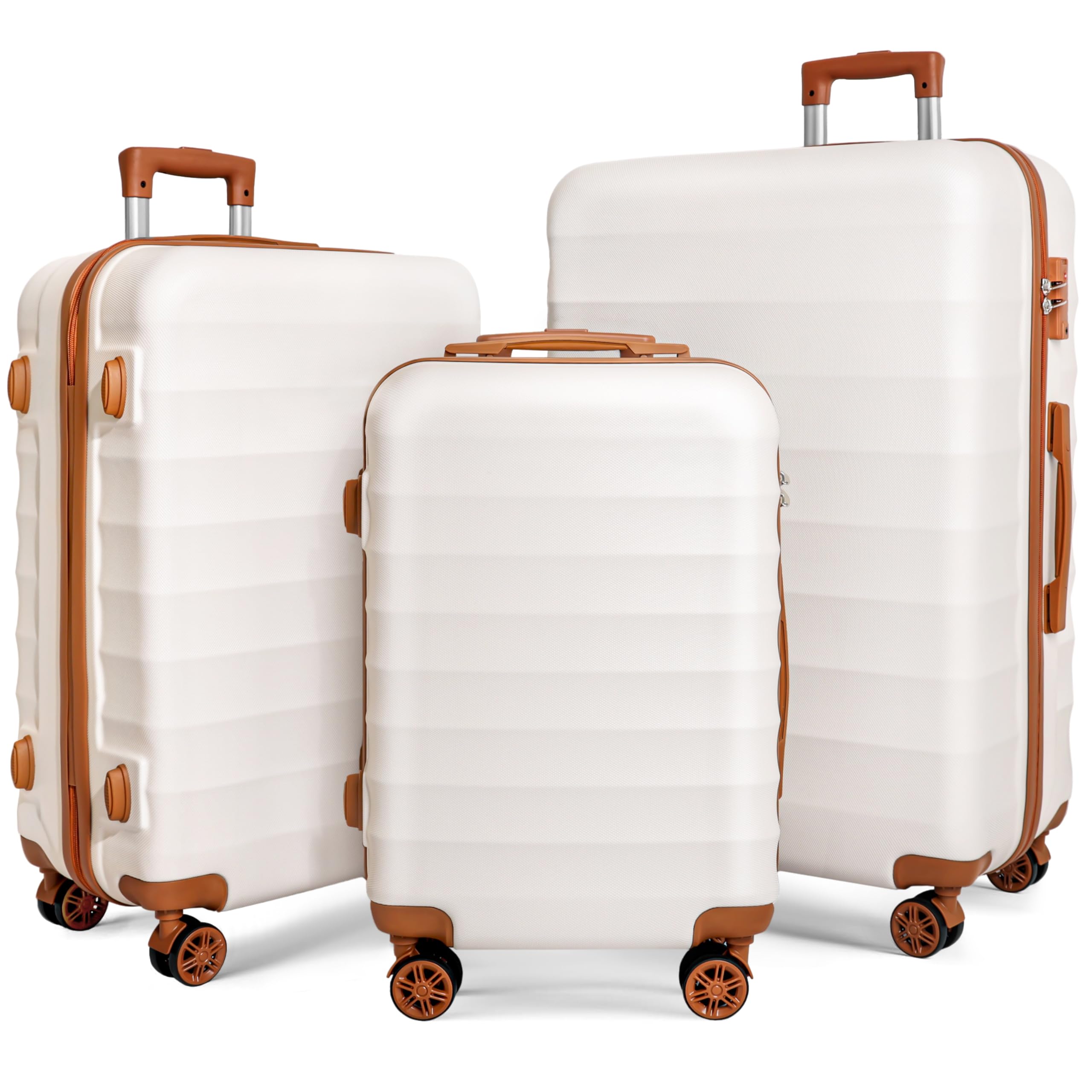 Set valigie, beige e marrone, [55*38*24] cm, [68*45*28] cm, [77*48*33] cm