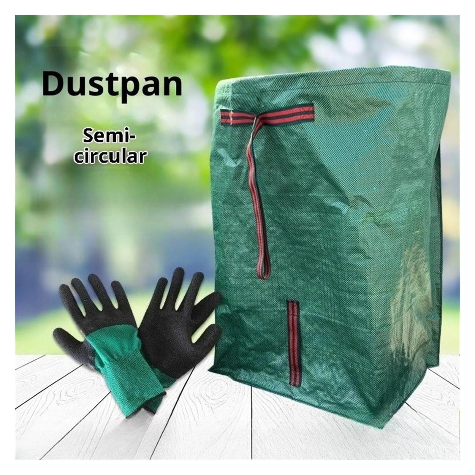 Saco Jardin Recogedor semicircular de maceta jardín Horizontal gran capacidad 270L for recoger malas hierbas y hojas, pala jardinería(270L 2PC plus gloves)