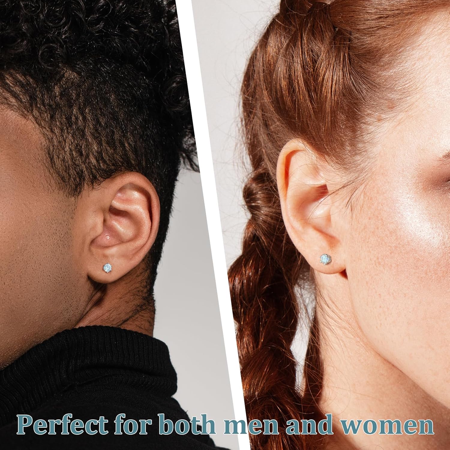 Moissanite Stud Earrings 0.3ct-1.0ct D Color VVS1 GRA 925 Sterling Silver Earrings 18K White Gold Plated Diamond Wedding Earrings for Women Men - Image 2