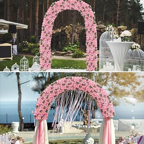 Miniatura 7 de Senseya Centros de mesa de flores artificiales para mesas, 2 paneles de pared de flores para telón de fondo de pared de flores, rosas sintéticas,