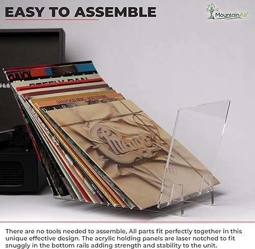 Miniatura 5 de Soporte para discos de vinilo acrílico de 50 LPs, estante de almacenamiento de discos de vinilo de estilo único y transparente para organizador de