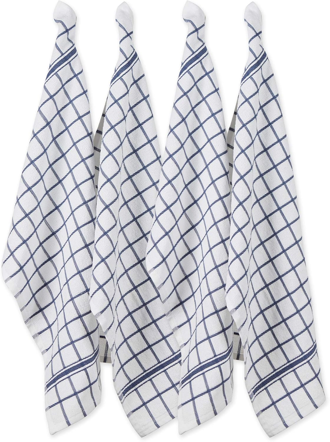 DII Basic Terry Collection Windowpane Dishtowel Set, 16x26, French Blue, 4 Count