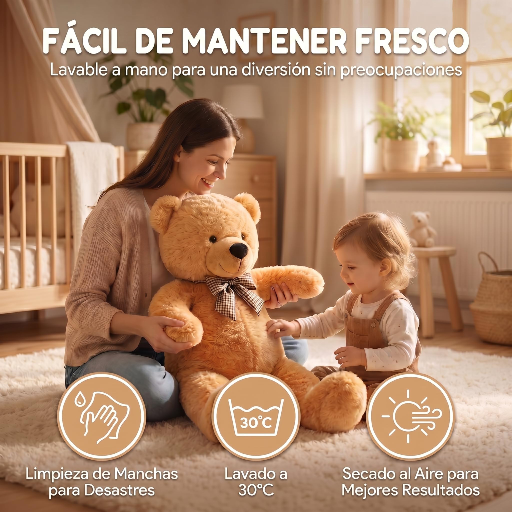 Feluna® Oso de Peluche Gigante 120 cm XXL con Lazo