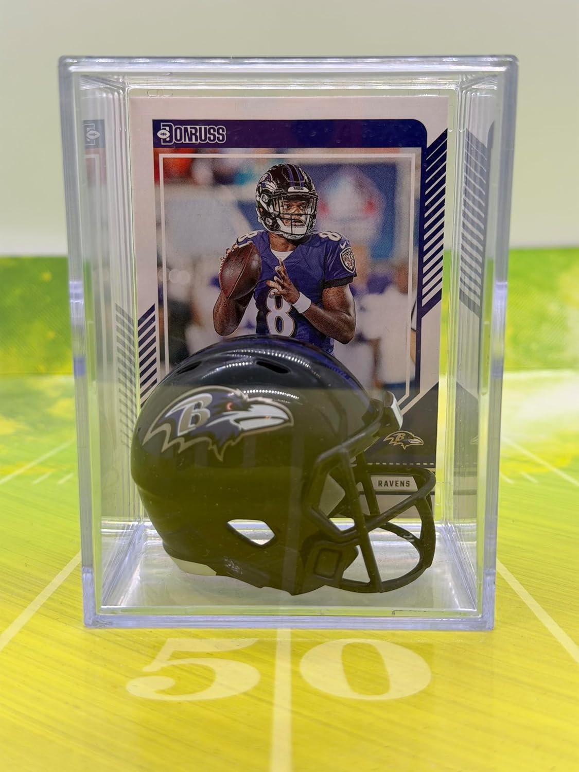 Baltimore Ravens NFL Helmet Shadowbox w/Lamar Jackson card
