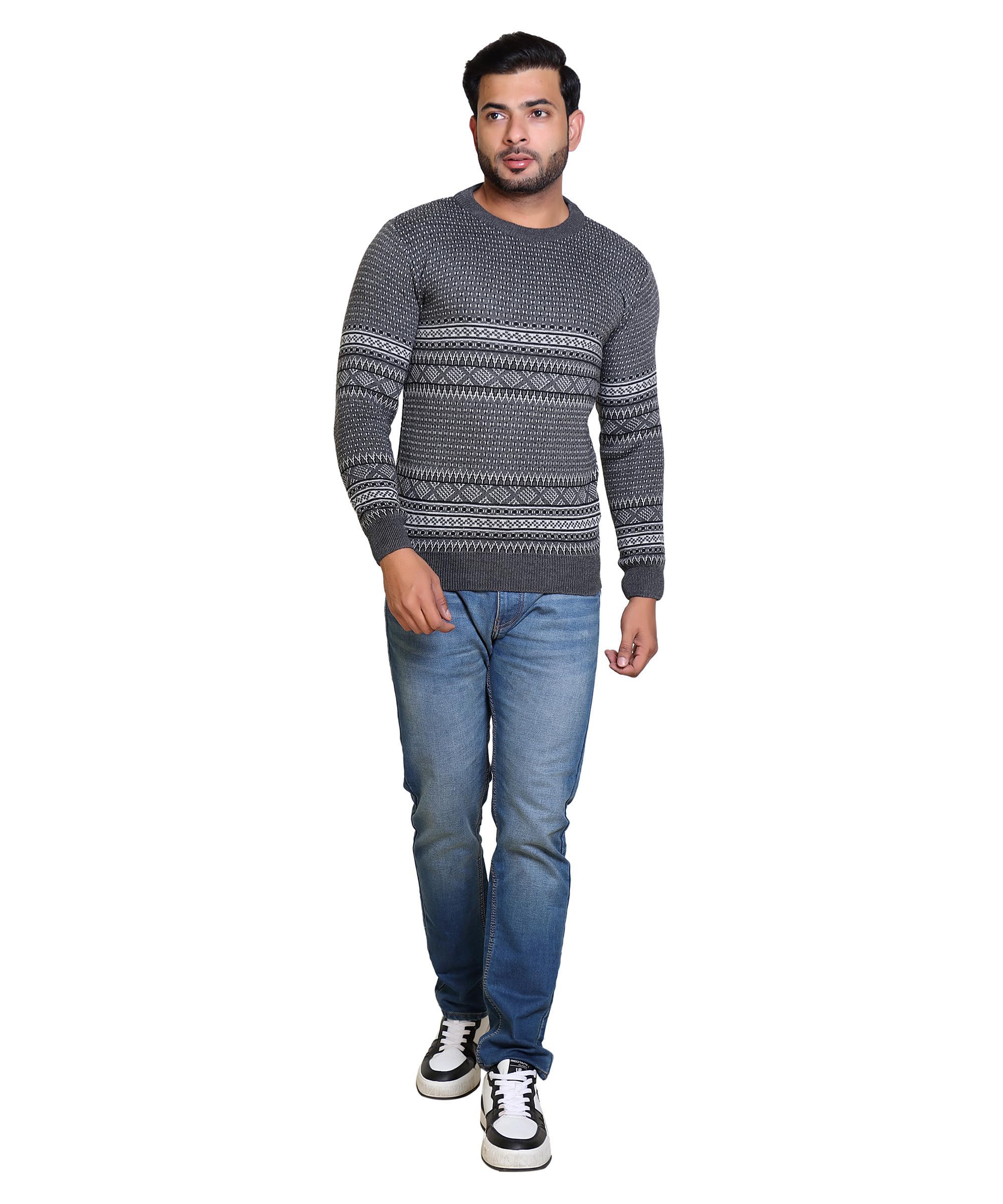 grand line Men's Acrylic Woolen Sweater Regular Fit Sweater Winter Wear Round Neck Full Sleeve Solid Sweater for Men's | Suitable Size is Medium and Large | Multicolor | GL/Men Sweater/23-picture-12