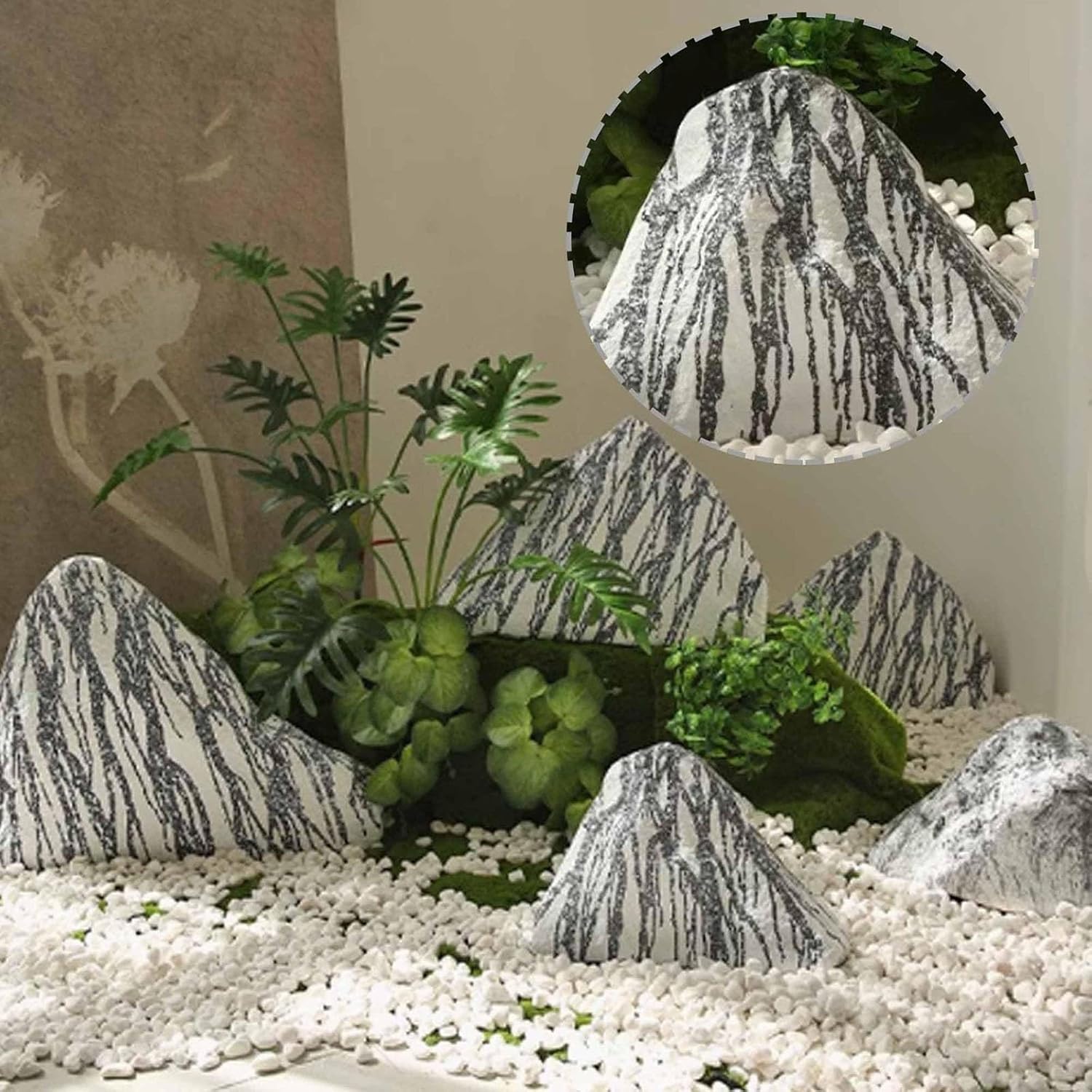 Simulation Faux Stone,Decorative Outdoor Fake Rock,Selected Fiberglass Material,Realistic Texture And Non-hollow Design,Suitable For Aquarium Decoration,Garden Photography,Courtyard Decoration(47x14x3