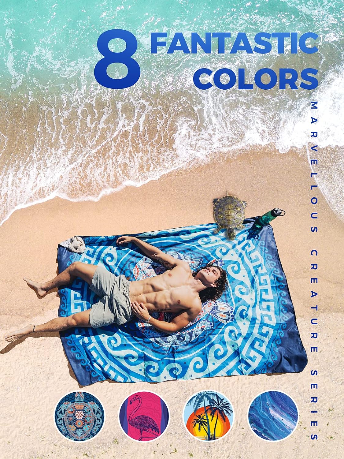 OCOOPA Microfiber Beach Towel Fast Drying, Extra Large 71" x 32" Sand Free Beach Towel Super Lightweight Towels for Swimming Pool, Camping, Picnic, Yoga Gym Sports