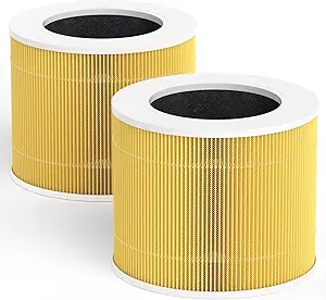 Leemone 2 Pack Core Mini Pet Replacement Filter for LEVOIT Core Mini Air Purifiers, High-Efficiency Activated Carbon,Yellow