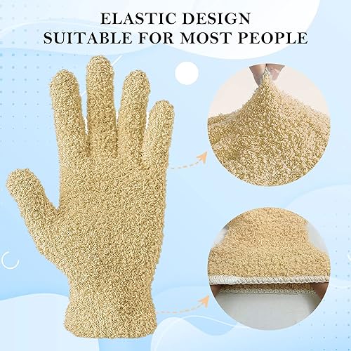 Miniatura 3 de Evridwear Guantes de microfibra para polvo guantes de limpieza para plantas persianas lámparas y esquinas pequeñas de difícil acceso beige