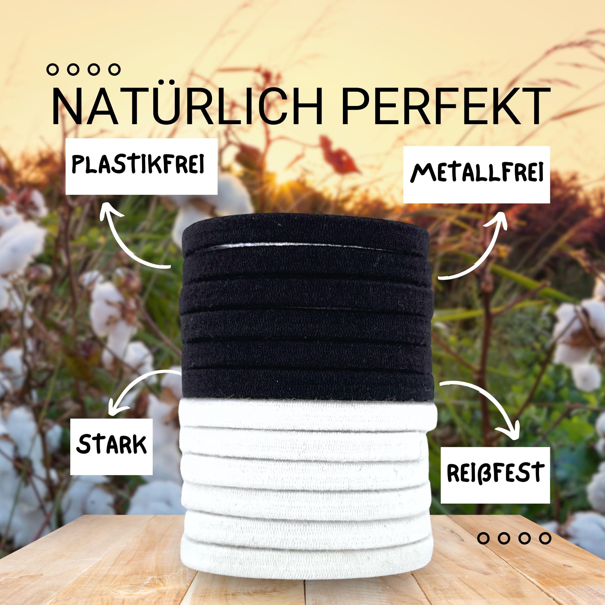 Haarallerliebst Women's Hair Scrunchies Set of 12, Hair Bobbles Flat without Metal Made of Organic Cotton & Natural Rubber - Image 4