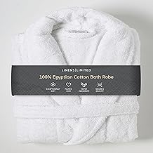 Linens Limited - Egyptian Cotton Dressing Gown for Women and Men, Towelling Bath Robe, Men and Ladies Nightwear Essential, Soft and Luxurious, Super Absorbent, Machine Washable (White)