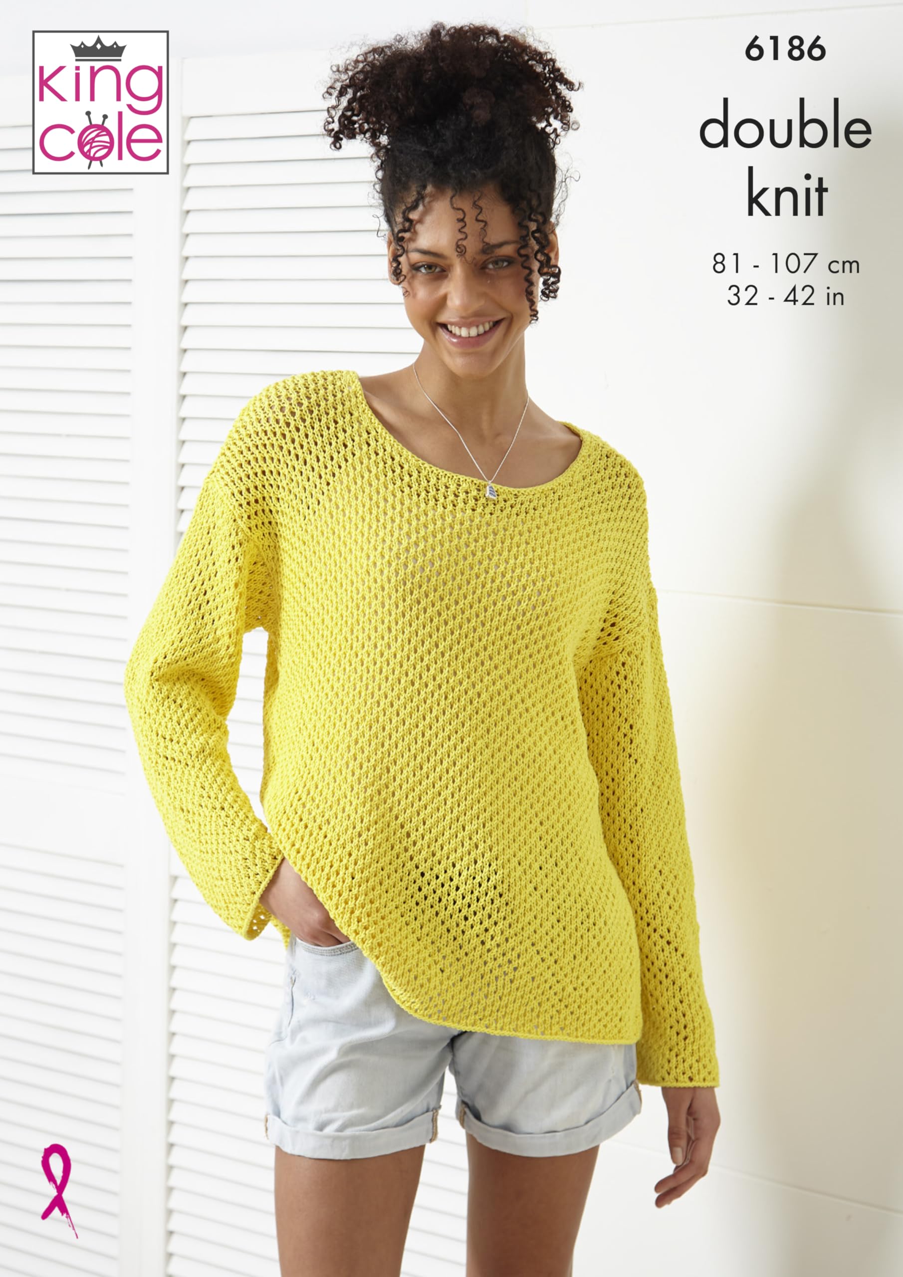 King Cole Women’s Knitting Pattern Double Knit Sweater and Tank Top (6186), 32” – 42” (81cm – 107cm) Bust