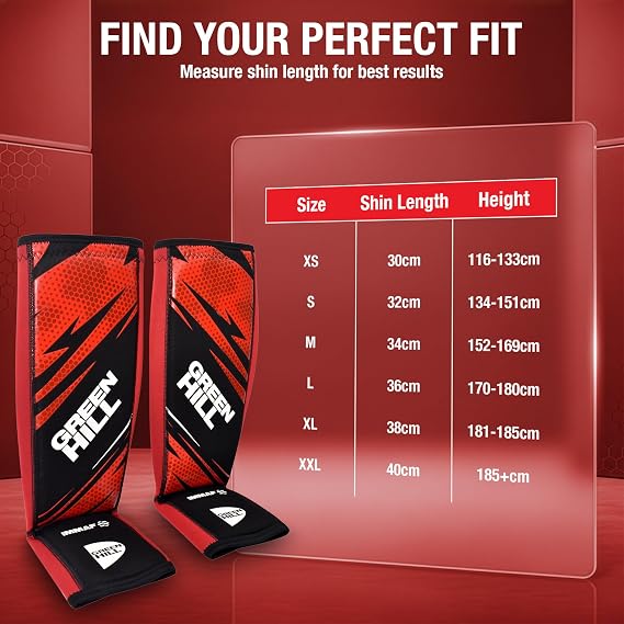 Muay Thai ShinGuards MMA Shin Guards Kickboxing Shin Guards Muay Thai Shinguards, Shin Instep Pad MMA IMMAF Approved from Green Hill