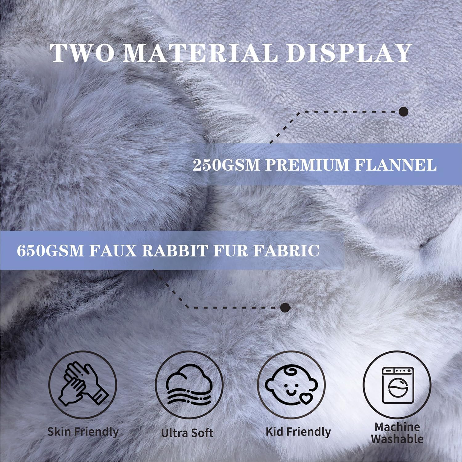 Tie-dye Blue Faux Fur Throw Blanket Soft Furry Fuzzy Warm Plush Fleece Bubble Blanket for Sofa Couch Bed Gifts 50 * 60 Inches 900GSM - Image 5