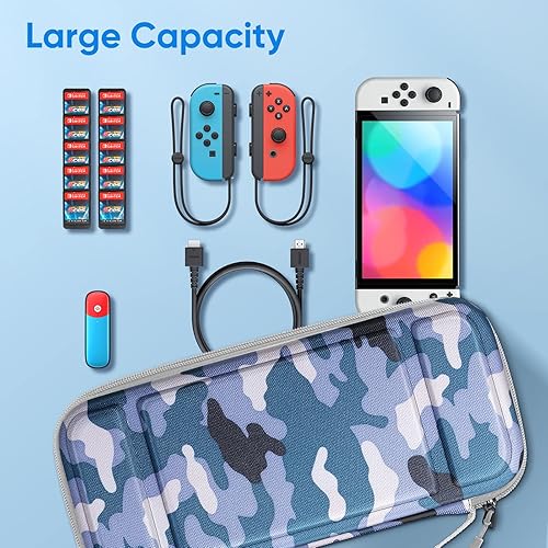 Miniatura 8 de Fintie Funda de transporte para Nintendo Switch OLED modelo 2021Switch 2017, a prueba de golpes funda protectora rígida bolsa de viaje con 10