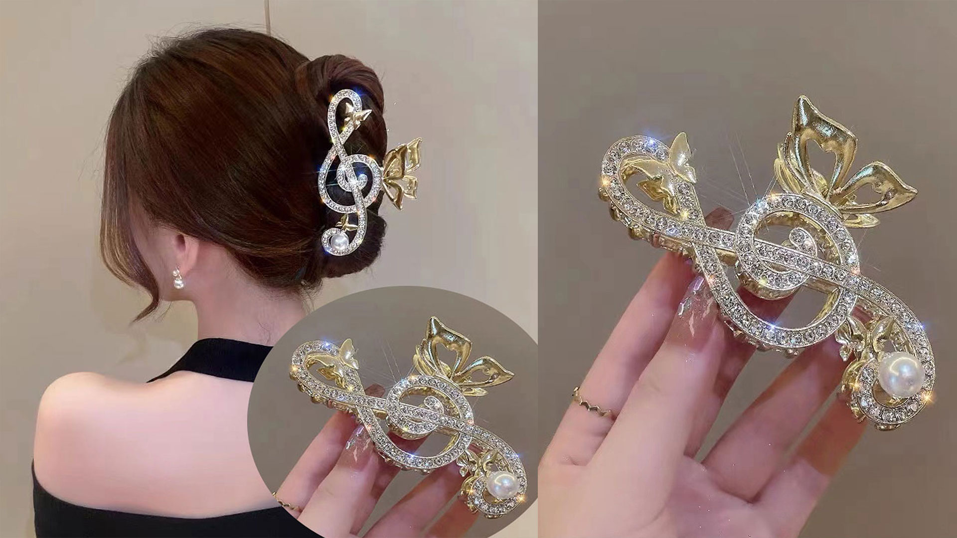 Amazon.com : Gold Music Note Hair Clip, Metal Claw Clips for  display picture 1