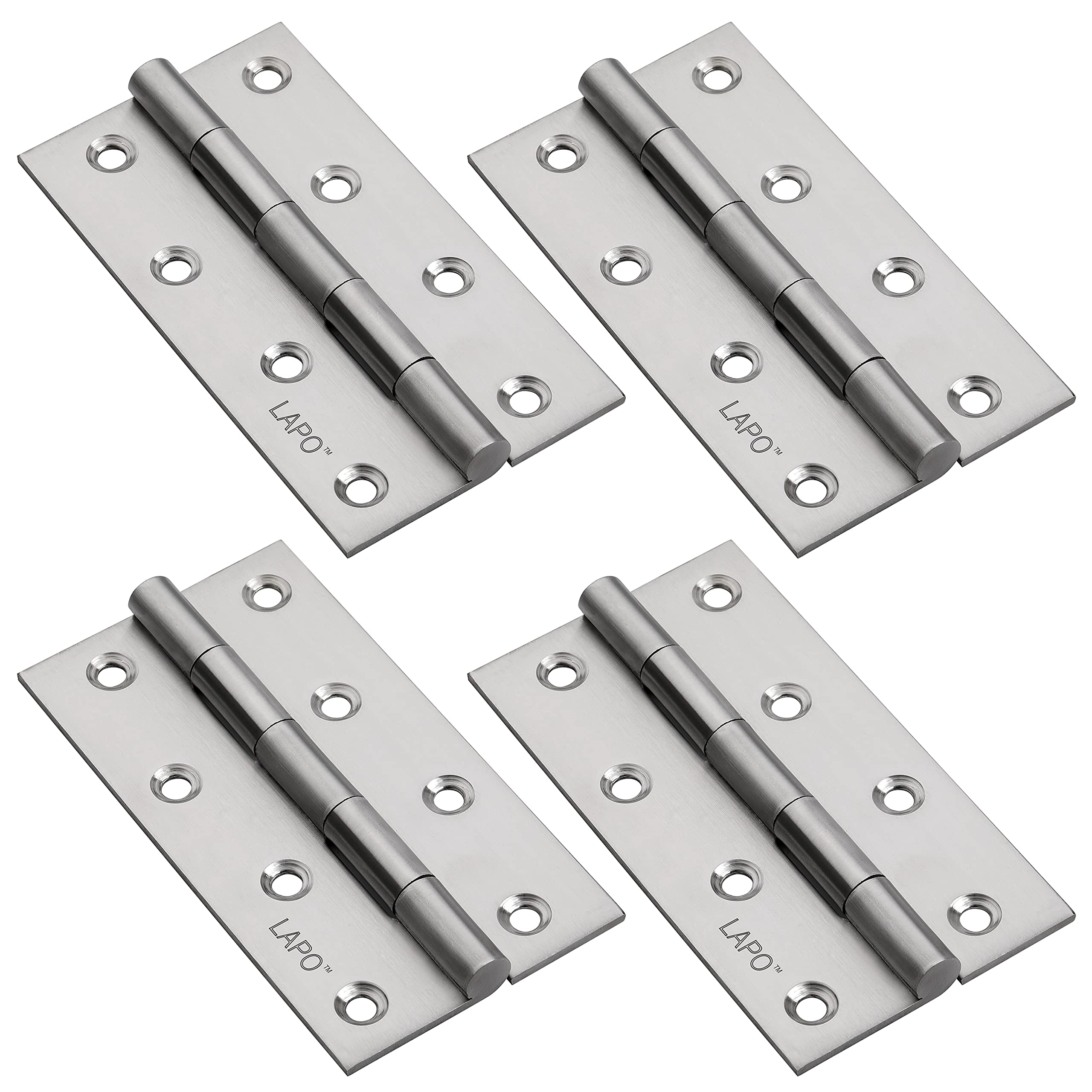 LAPO 4 Pack Premium Stainless Steel Door Butt Hinges, 4 inch x 14 Gauge, 2 mm Thickness, Kabja for Door Wardrobe Cabinets, Soft Movement Kabza (4x14, 4 Pcs, Matt Finish) (B09BNLDLD4) Amazon Price History, Amazon Price Tracker