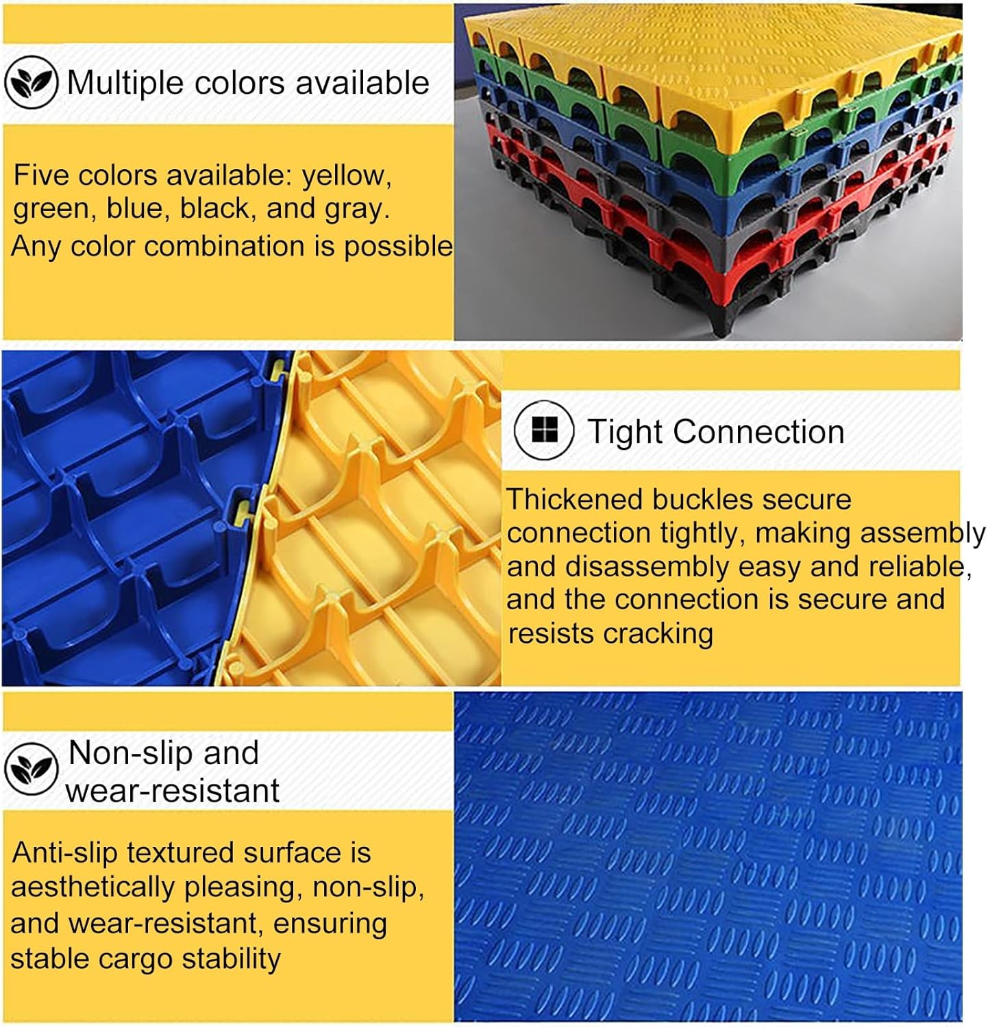 Plastic Pallets, Splicable Floor Pallet, Lightweight Waterproof PP Wear Resistant Storage Pad, Pour Garages, Basement, Supermarket, Indoor and Outdoor, Easy Install(Green)