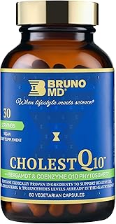 BRUNO MD CholestQ10 Supplement, Supports HDL Cholesterol & Triglyceride Levels already within the normal range, with Curcumin, Clinically Proven Ingredients, Natural Cynara Cardunculus, 60 Capsules
