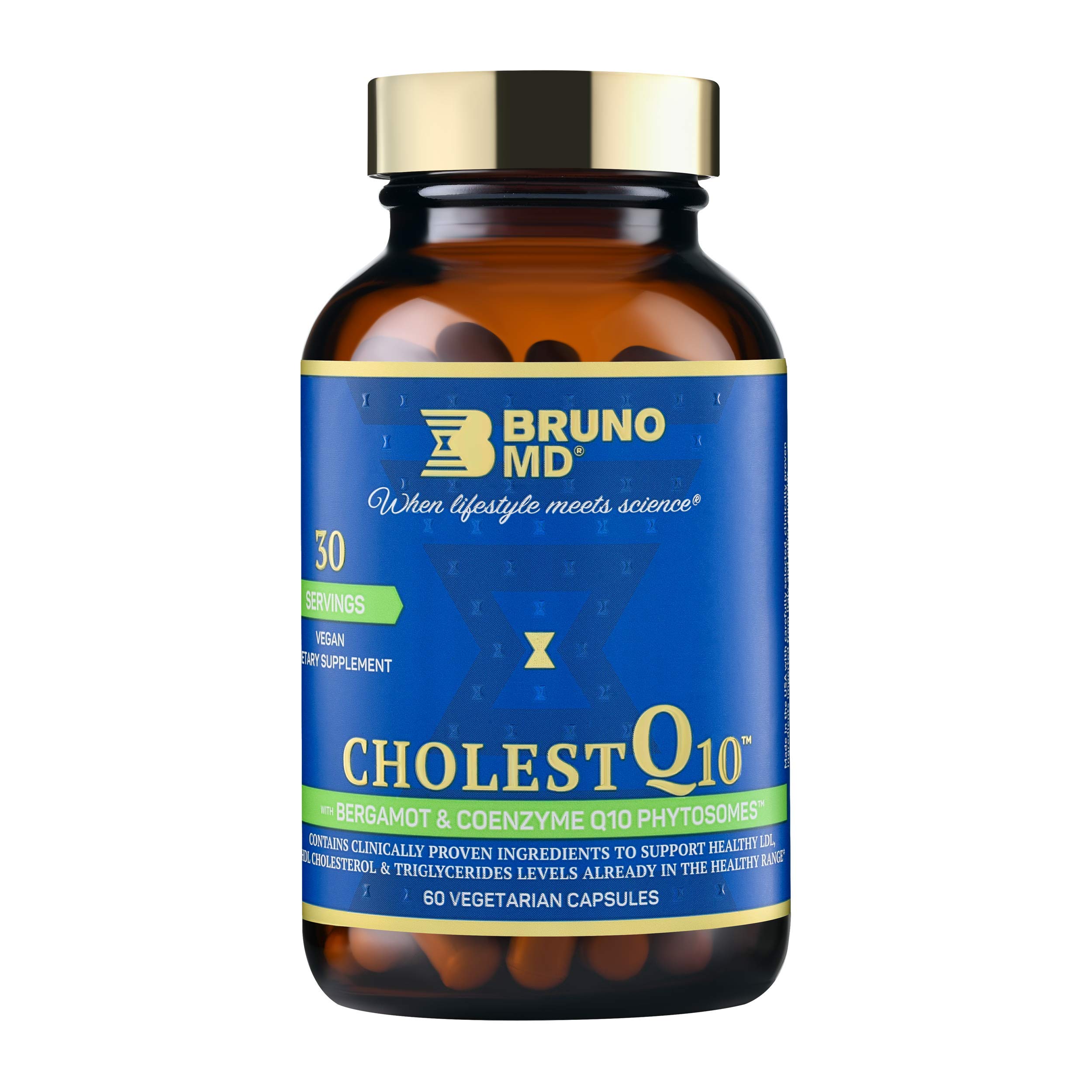 CholestQ10 Supplement, Supports HDL Cholesterol & Triglyceride Levels already within the normal range, with Curcumin, Clinically Proven Ingredients, Natural Cynara Cardunculus, 60 Capsules
