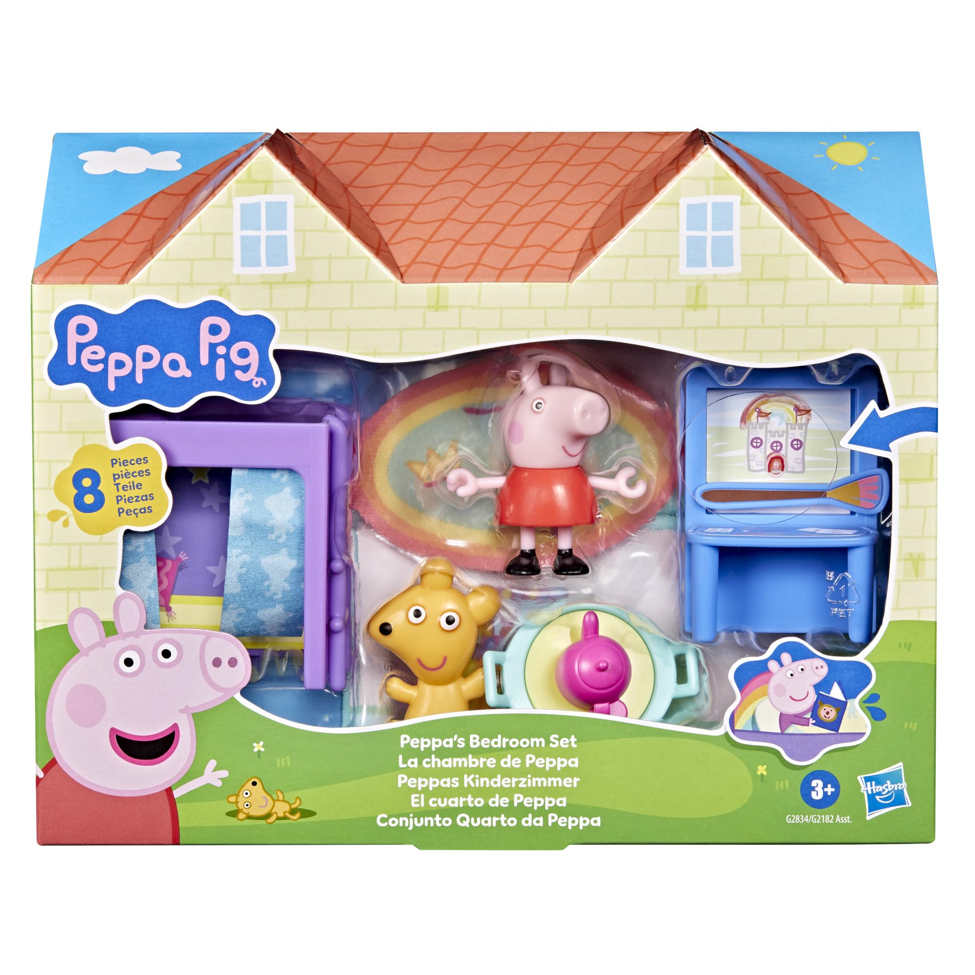 Peppa Pig Peppa's Bedroom Set with 1 Figure and 7 Accessories, Works with Peppa's Big Family House Playset, Preschool Toys for Girls and Boys 3+ - 2