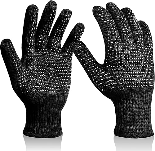Sopito Guantes resistentes al calor con golpes de silicona, 2 guantes profesionales a prueba de calor para peinar el cabello