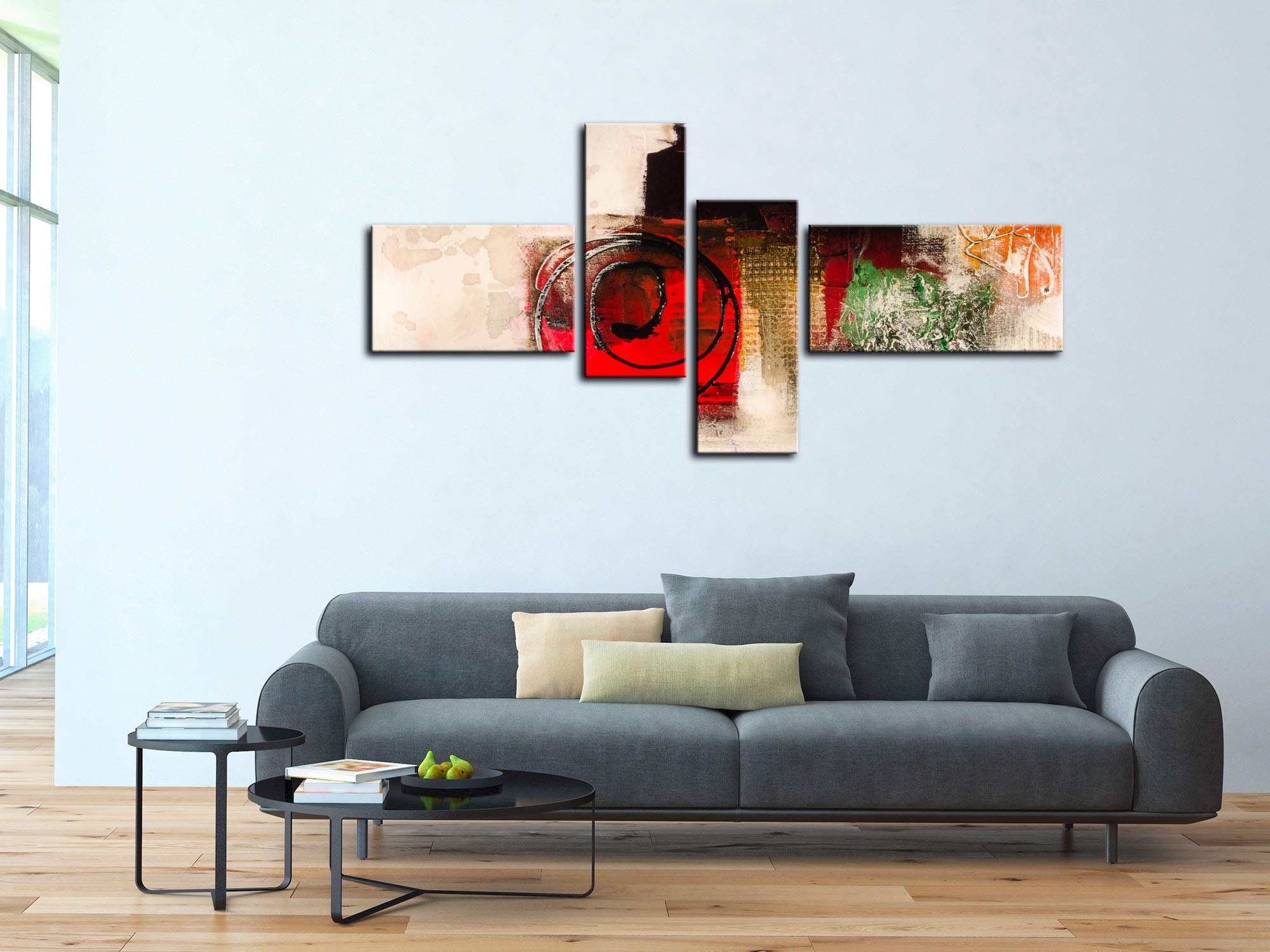 DECLINA - Quadro decorativo da parete per soggiorno, moderno, cornici decorative da parete, quadro astratto multipannelli, 130 x 65 cm