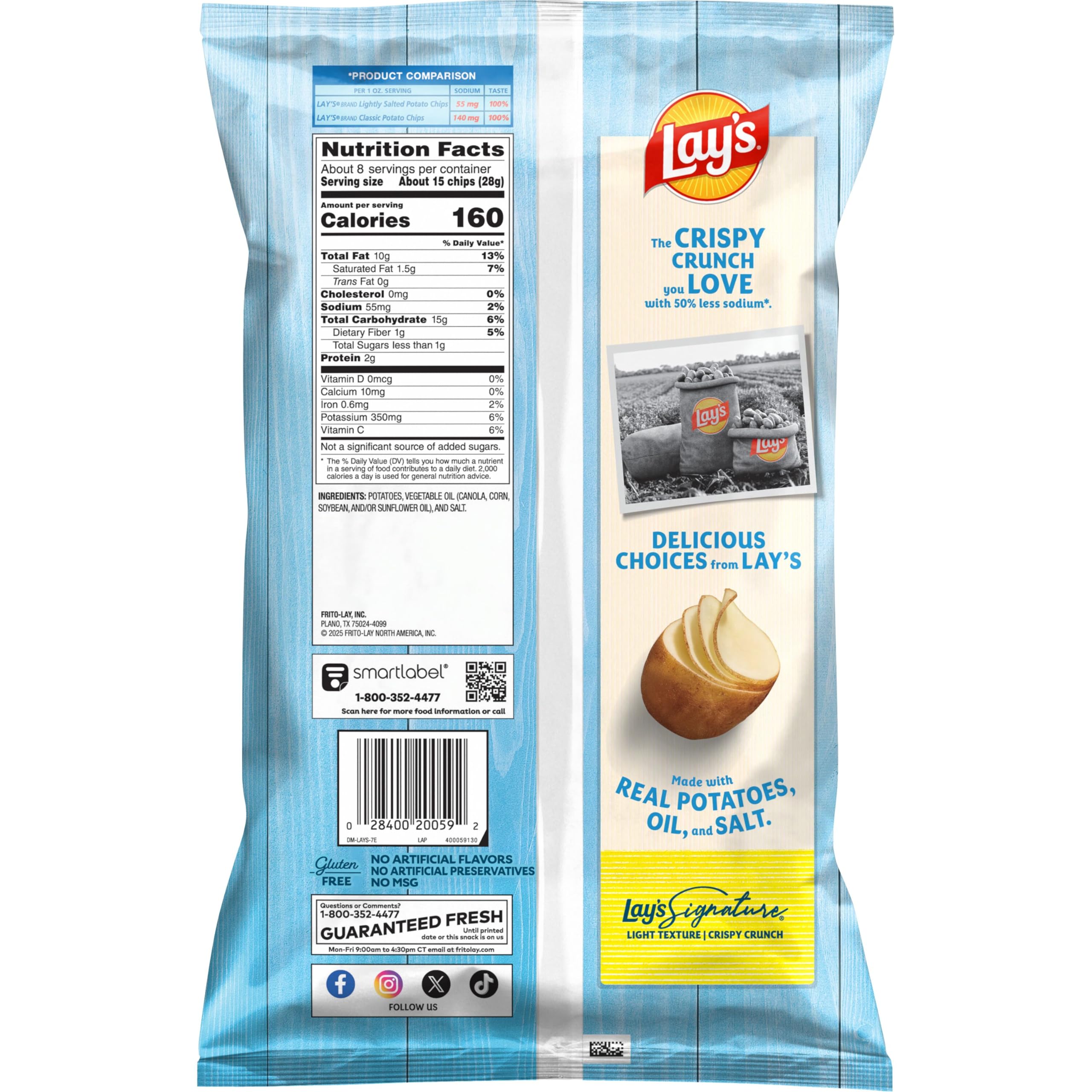 Amazon.com: Lay's Potato Chips, Lightly Salted Snacks, 7.75oz Bag